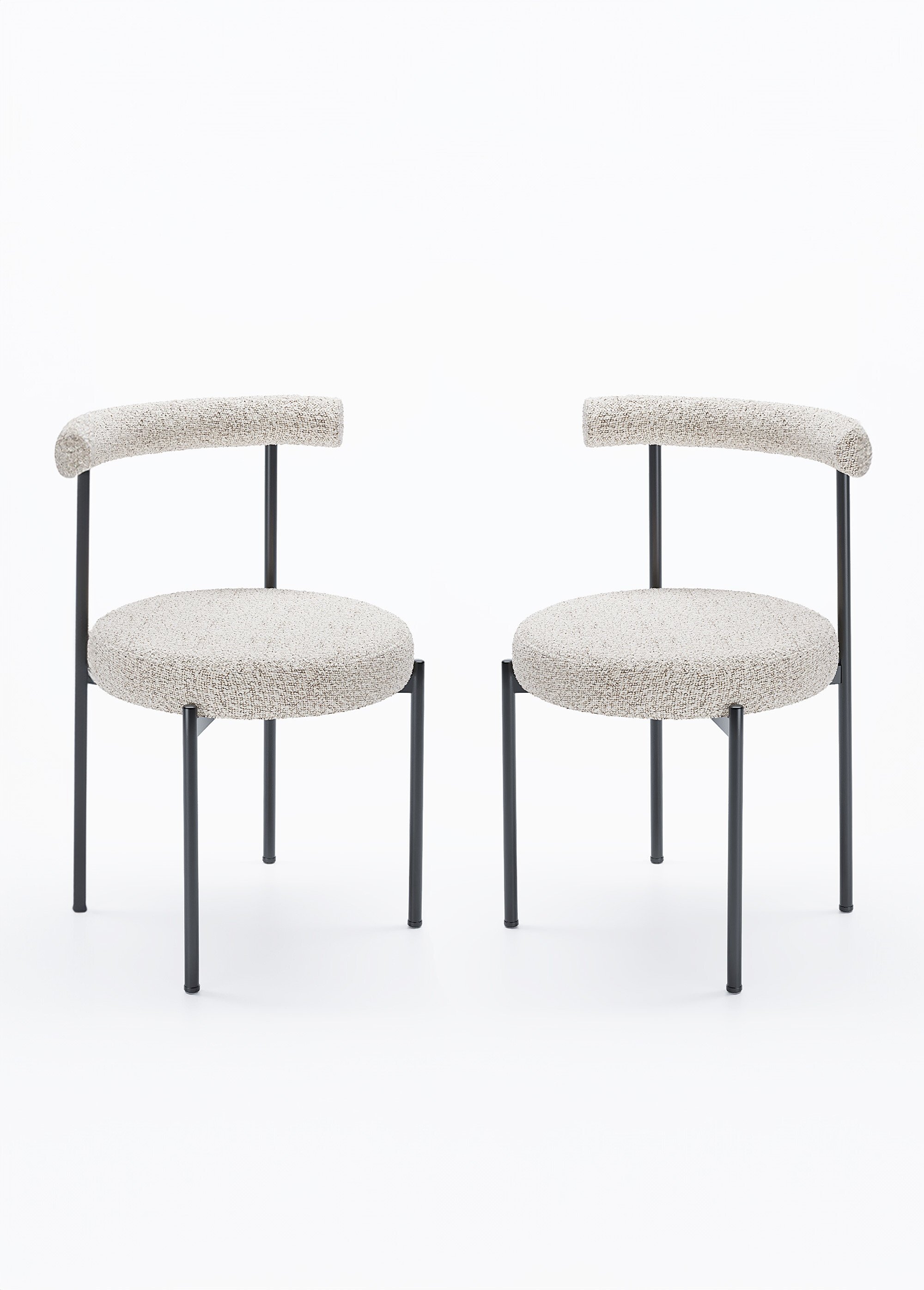 Chaises design, assise et dossier tissu GRIS POT-JULIA FA1