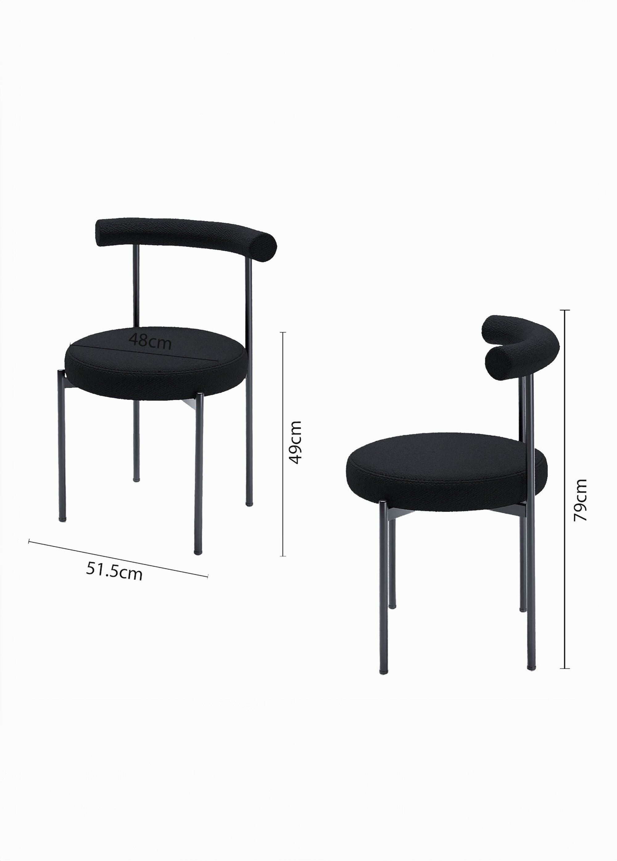 Chaises design, assise et dossier tissu GRIS POT-JULIA DE1