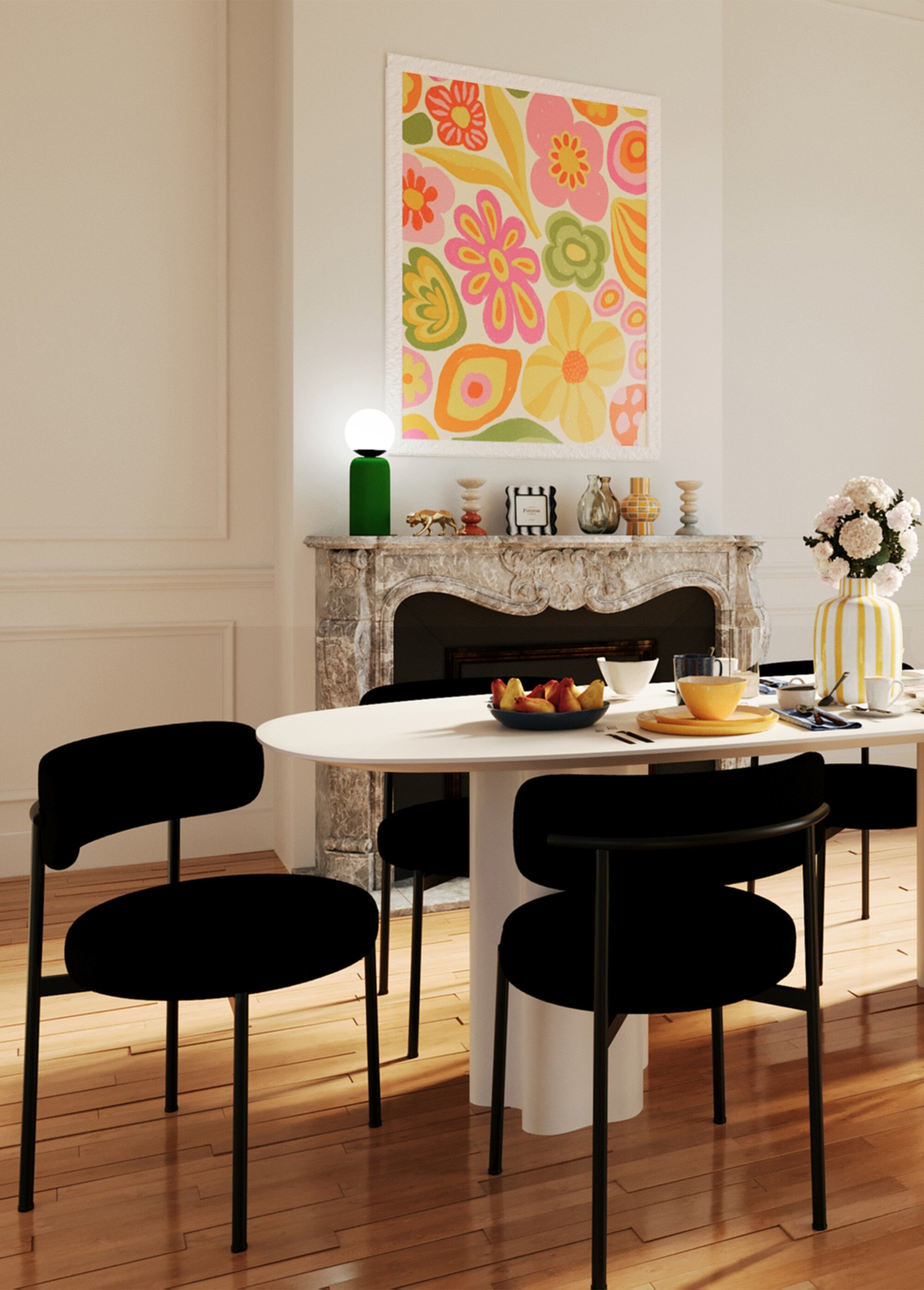 Chaises design, assise et dossier tissu GRIS POT-JULIA SF1