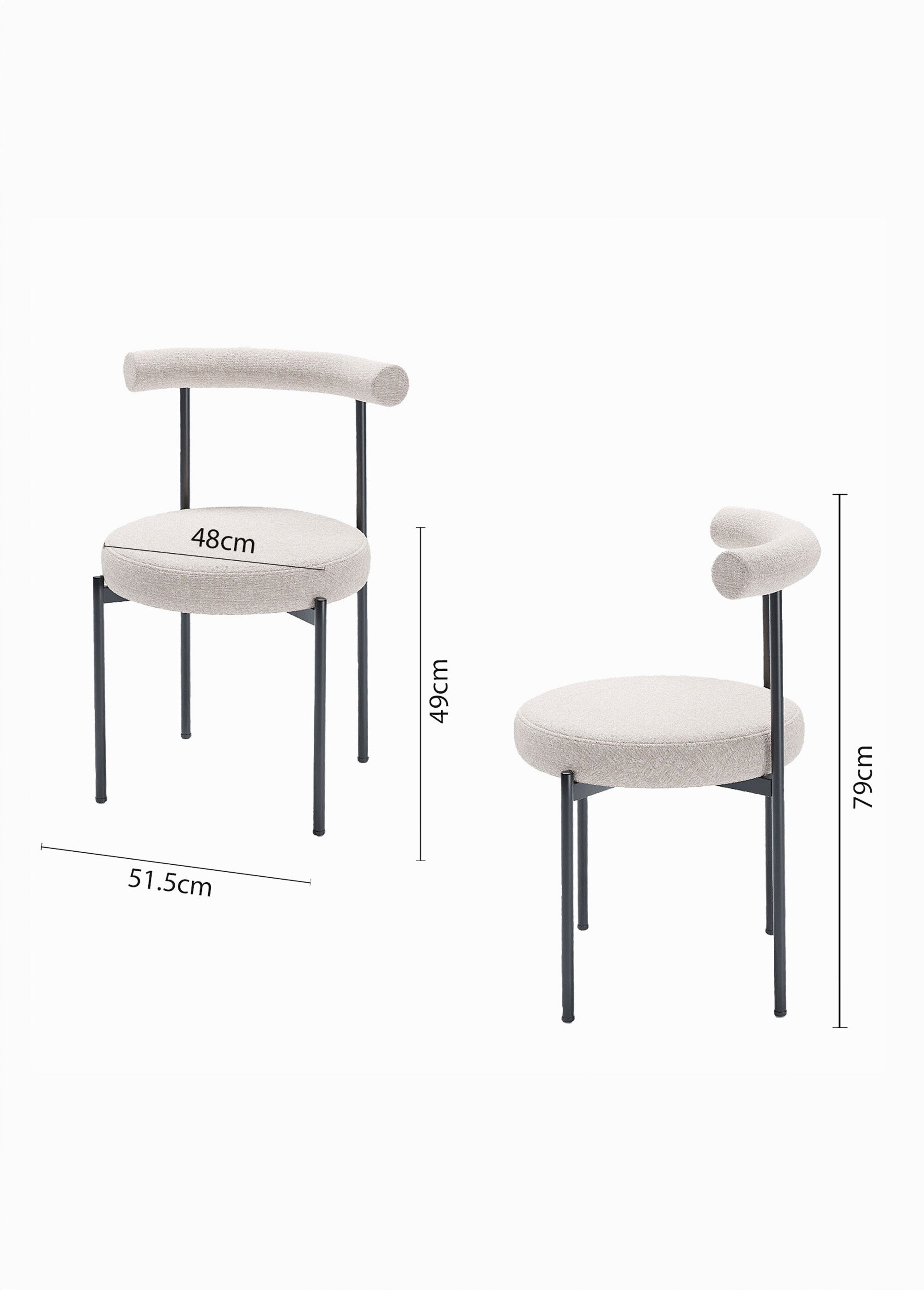 Chaises design, assise et dossier tissu BEIGE POT-JULIA DE1