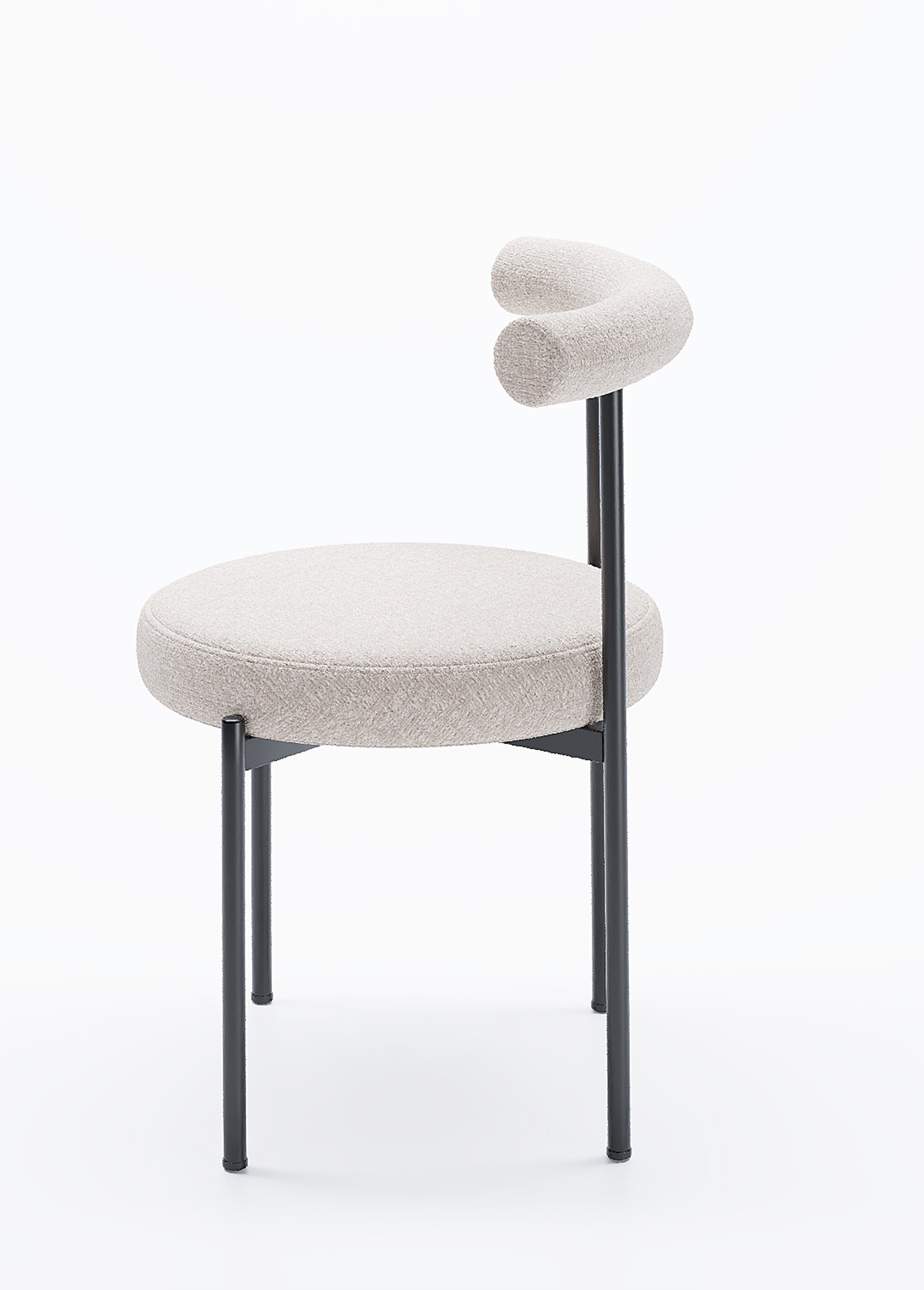 Chaises design, assise et dossier tissu BEIGE POT-JULIA DR1