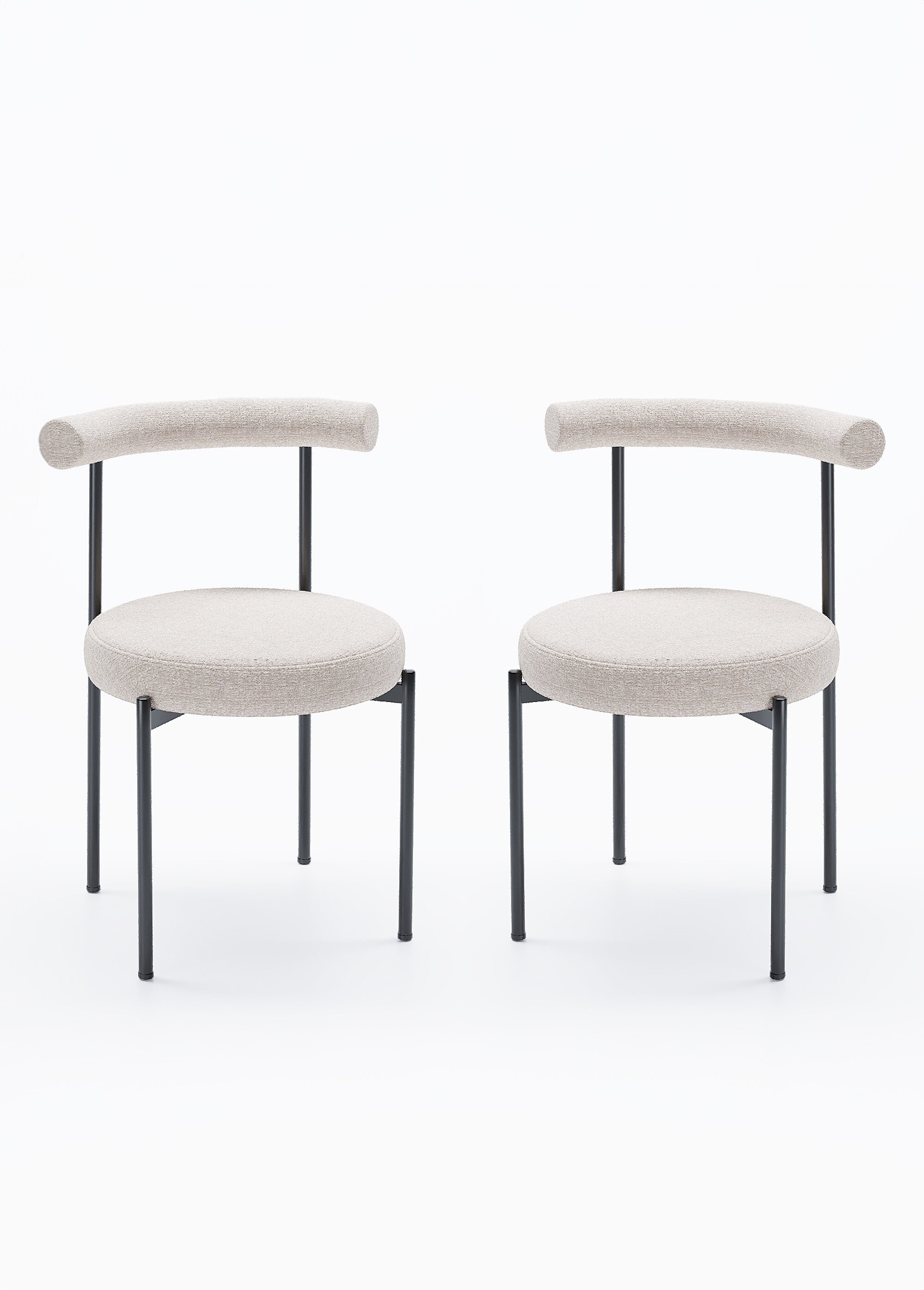 Chaises design, assise et dossier tissu BEIGE POT-JULIA FA1