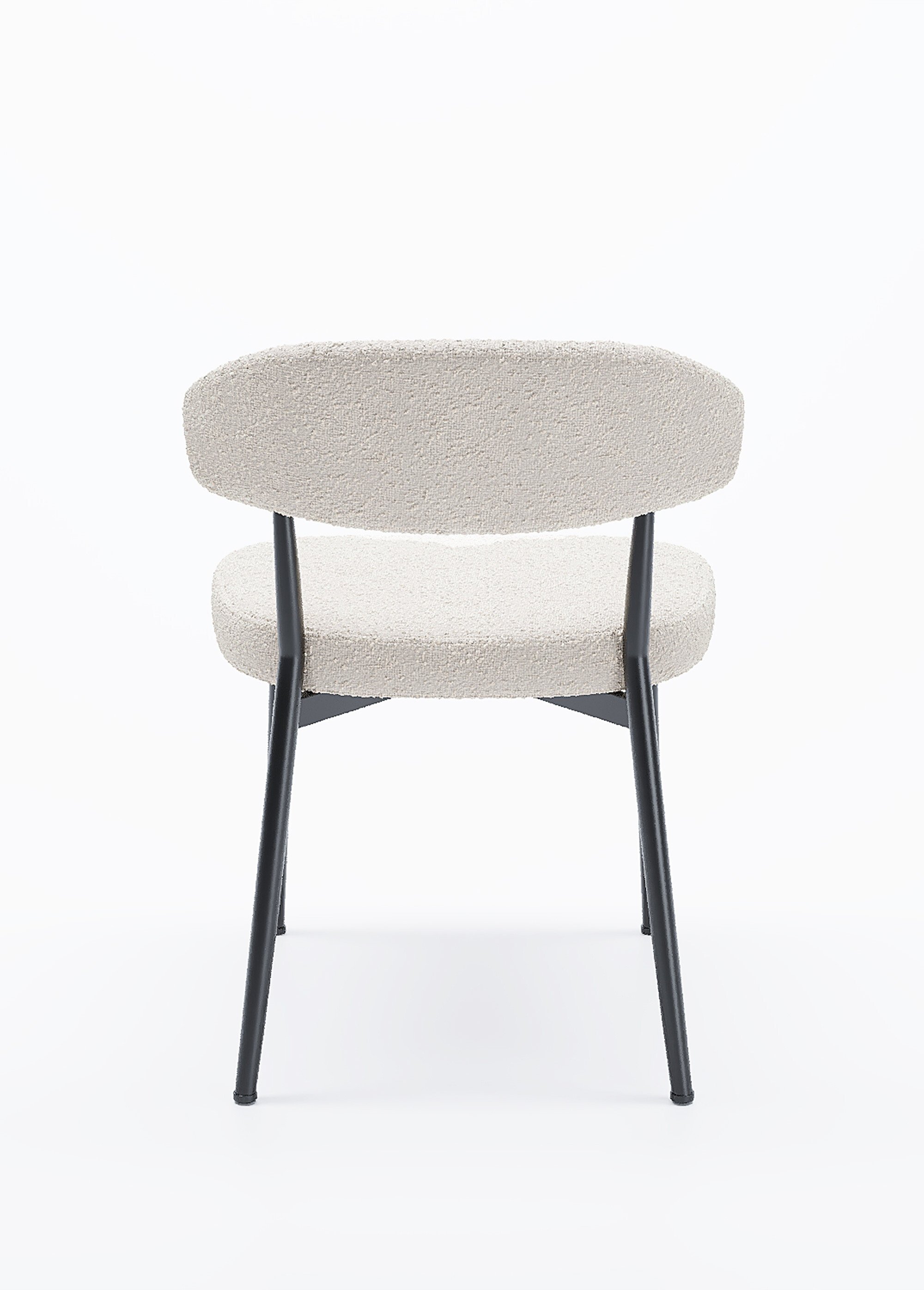 Chaises rembourrées en tissu pieds métal BLANC POT-MONA DO1