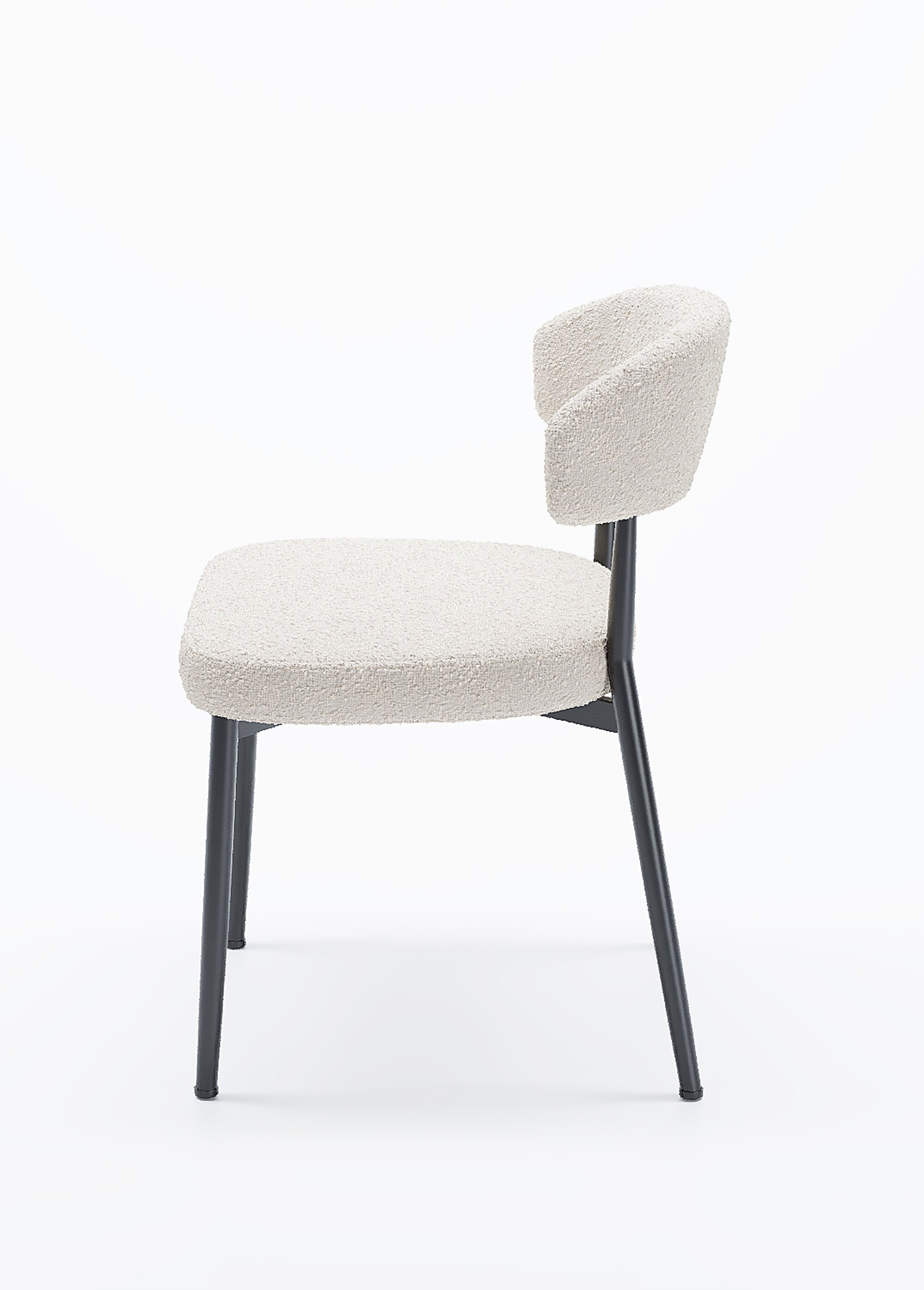 Chaises rembourrées en tissu pieds métal BLANC POT-MONA DR1