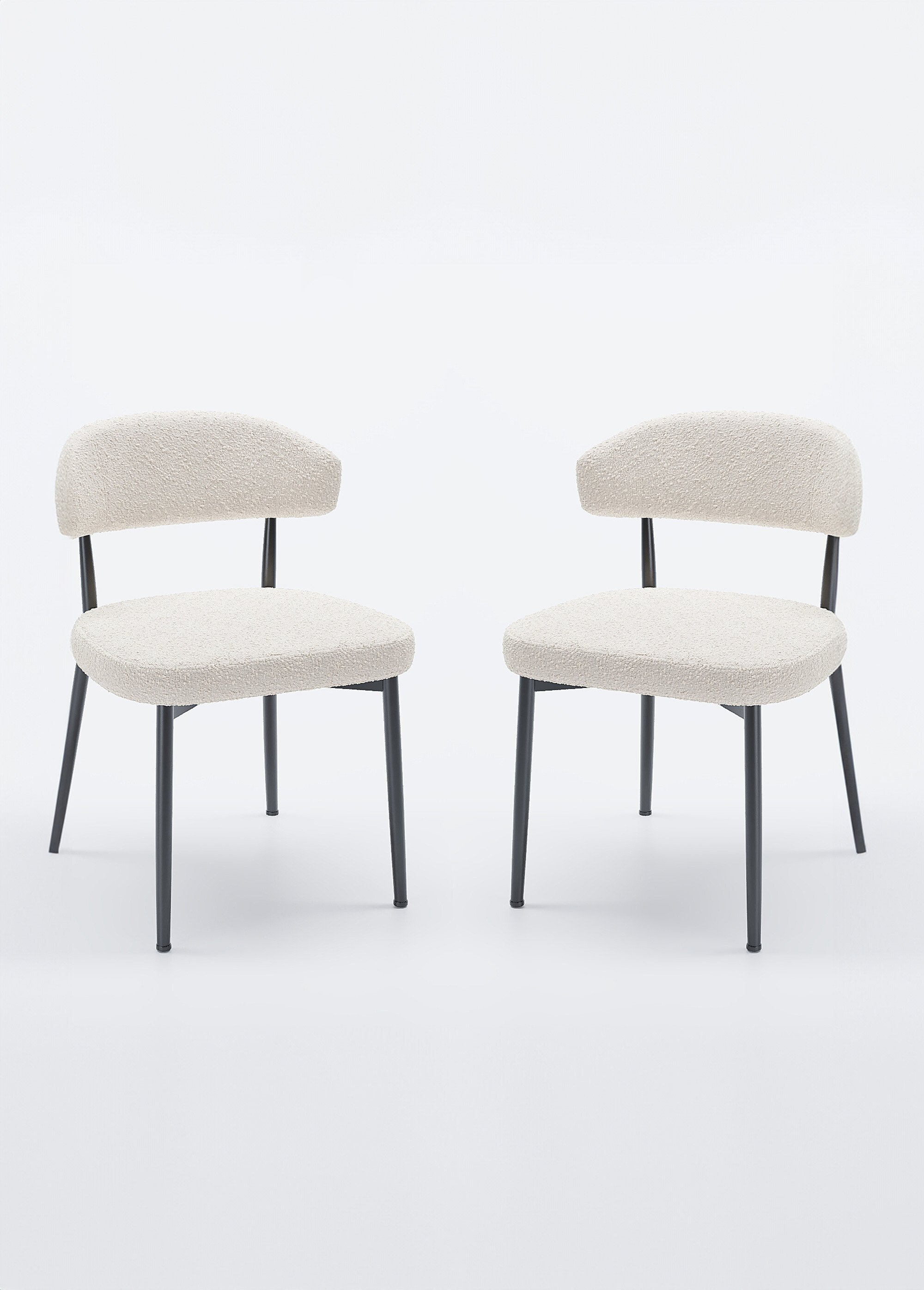Chaises rembourrées en tissu pieds métal BLANC POT-MONA FA1