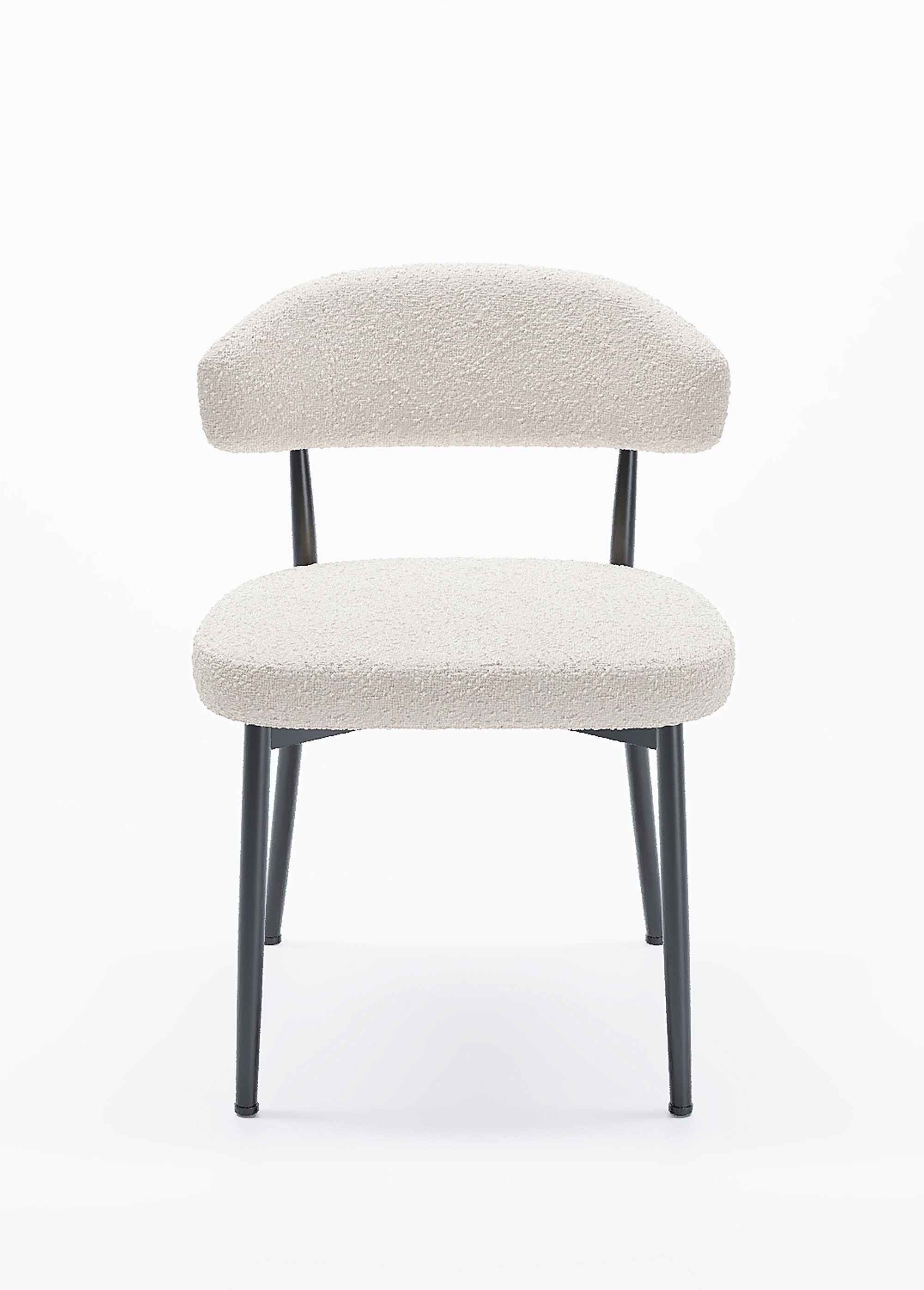 Chaises rembourrées en tissu pieds métal BLANC POT-MONA FA2