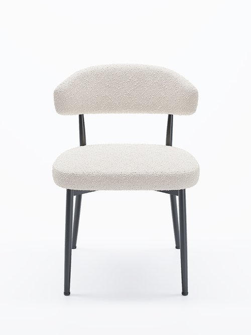 Chaises rembourrées en tissu pieds métal BLANC POT-MONA FA2