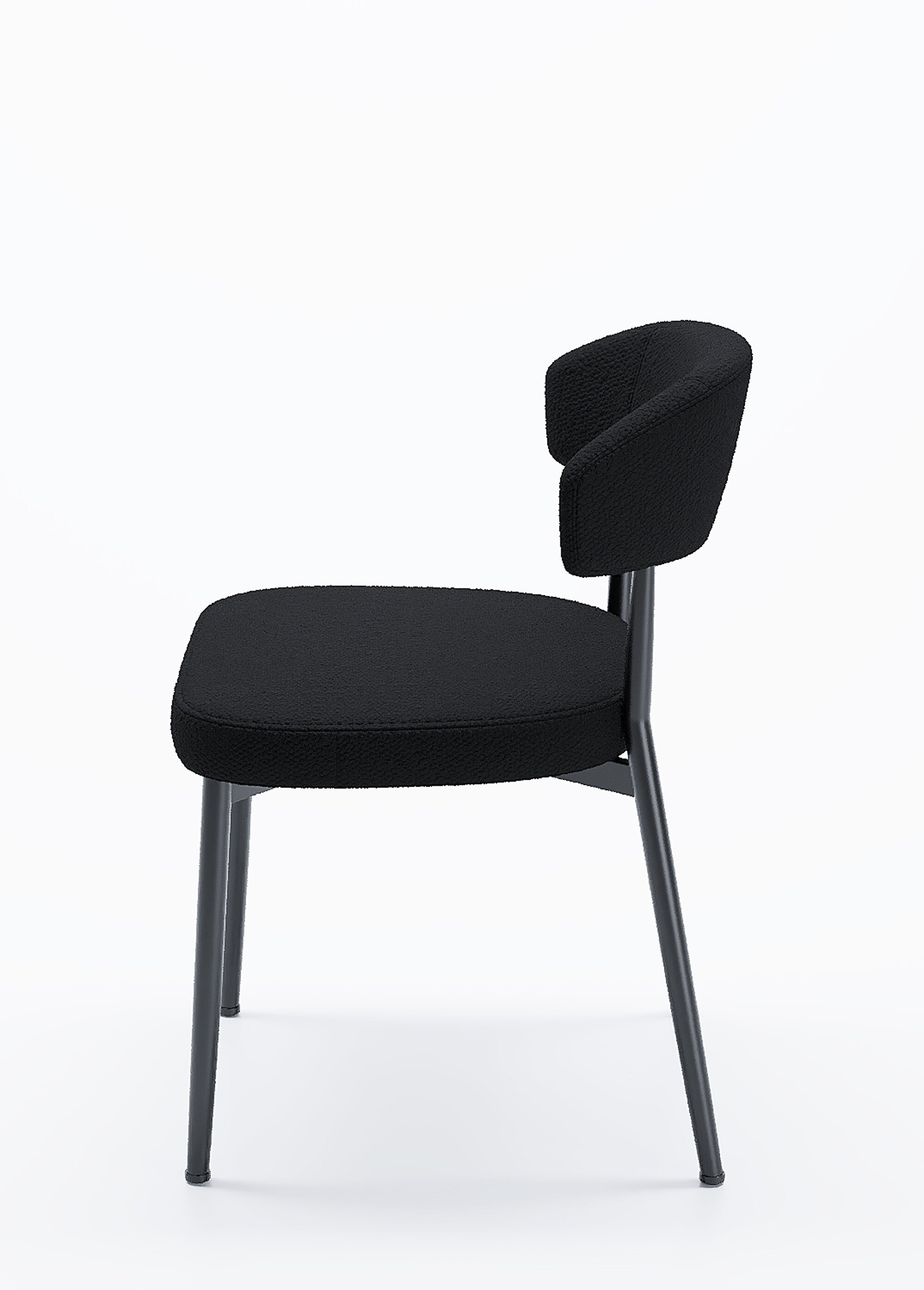 Chaises rembourrées en tissu pieds métal GRIS POT-MONA DR1