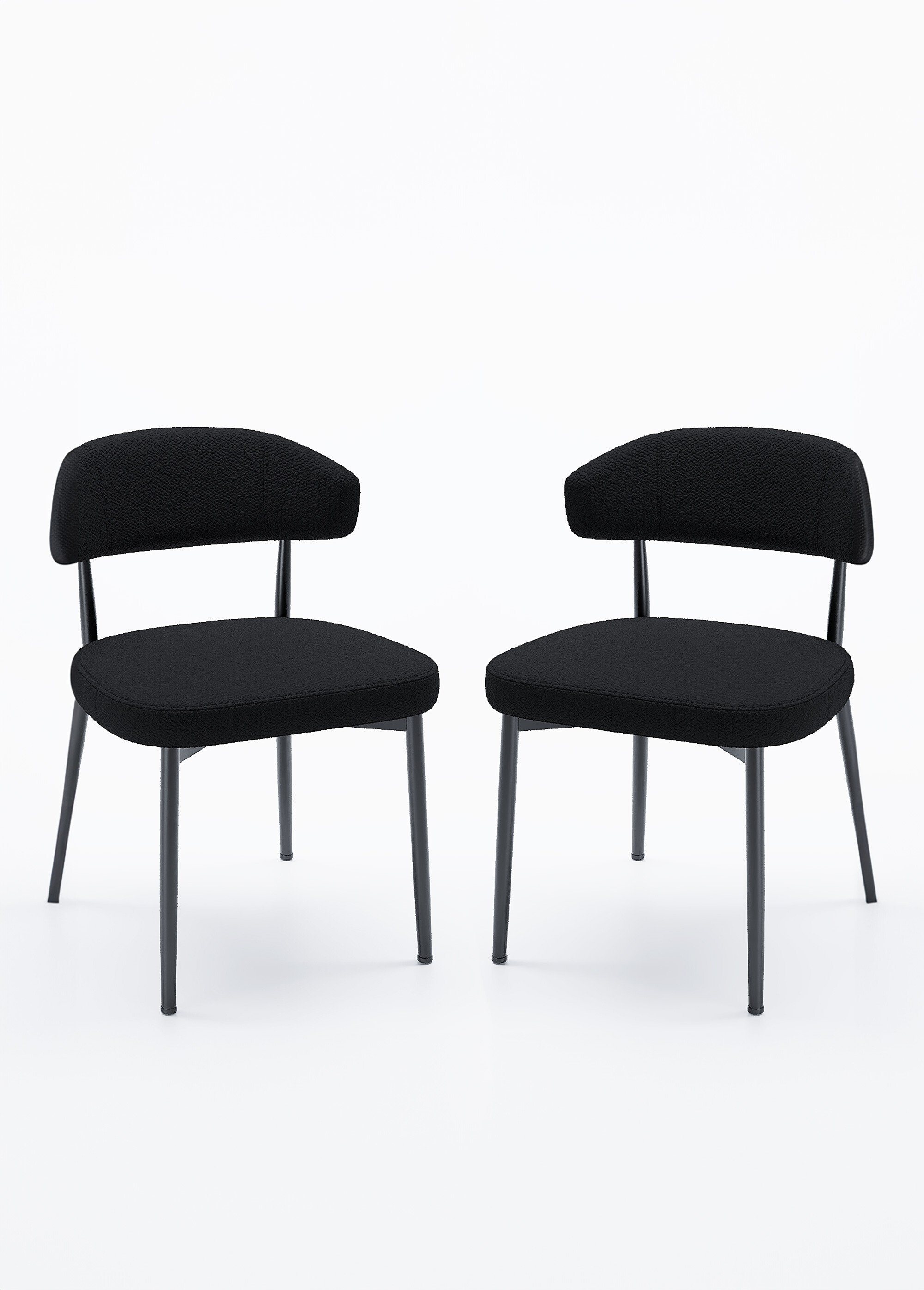 Chaises rembourrées en tissu pieds métal GRIS POT-MONA FA1