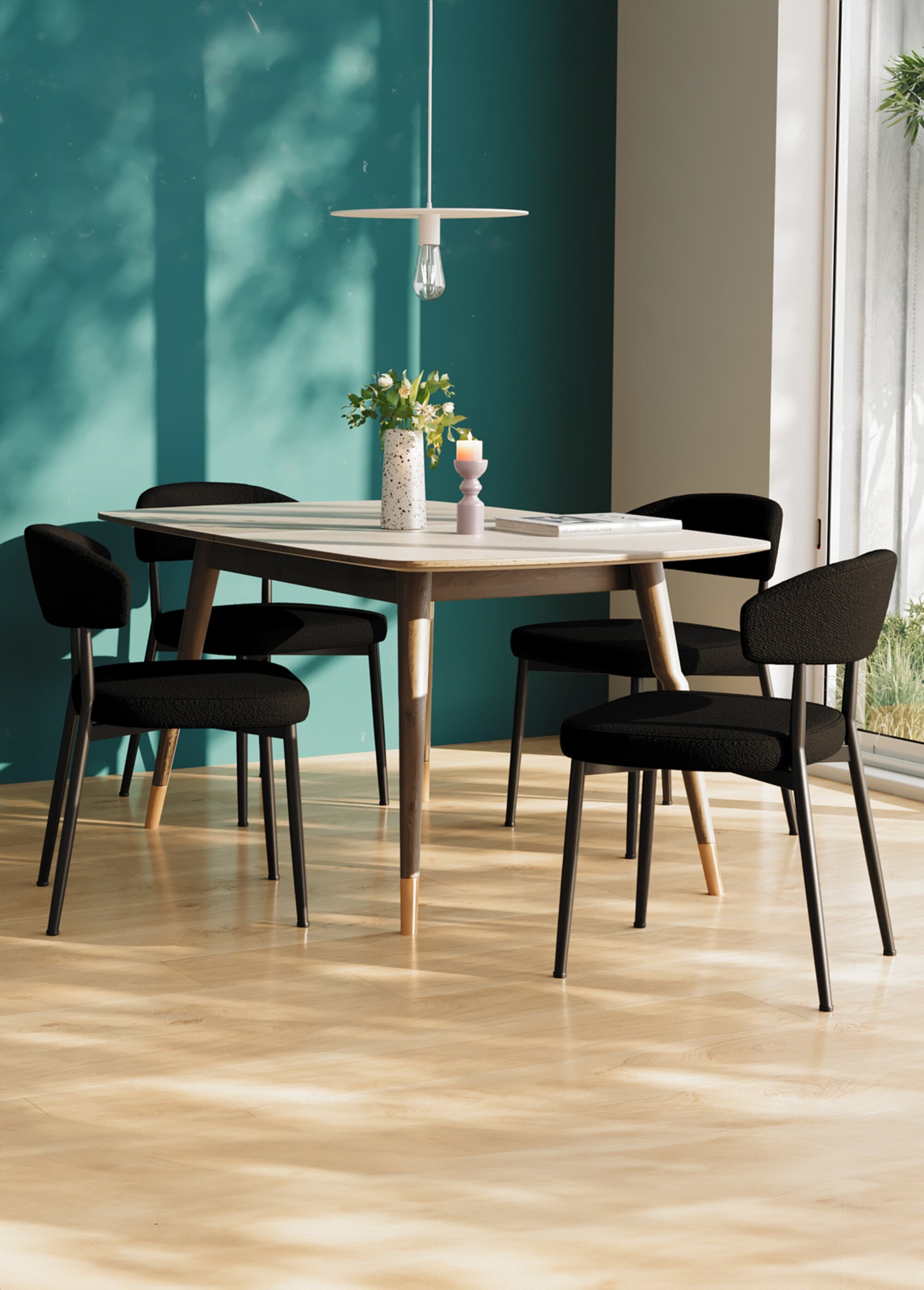 Chaises rembourrées en tissu pieds métal GRIS POT-MONA SF1