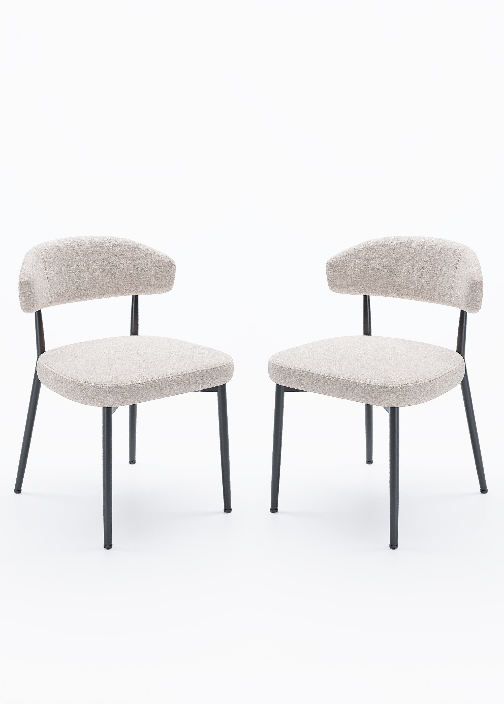 Chaises rembourrées en tissu pieds métal BEIGE POT-MONA FA1