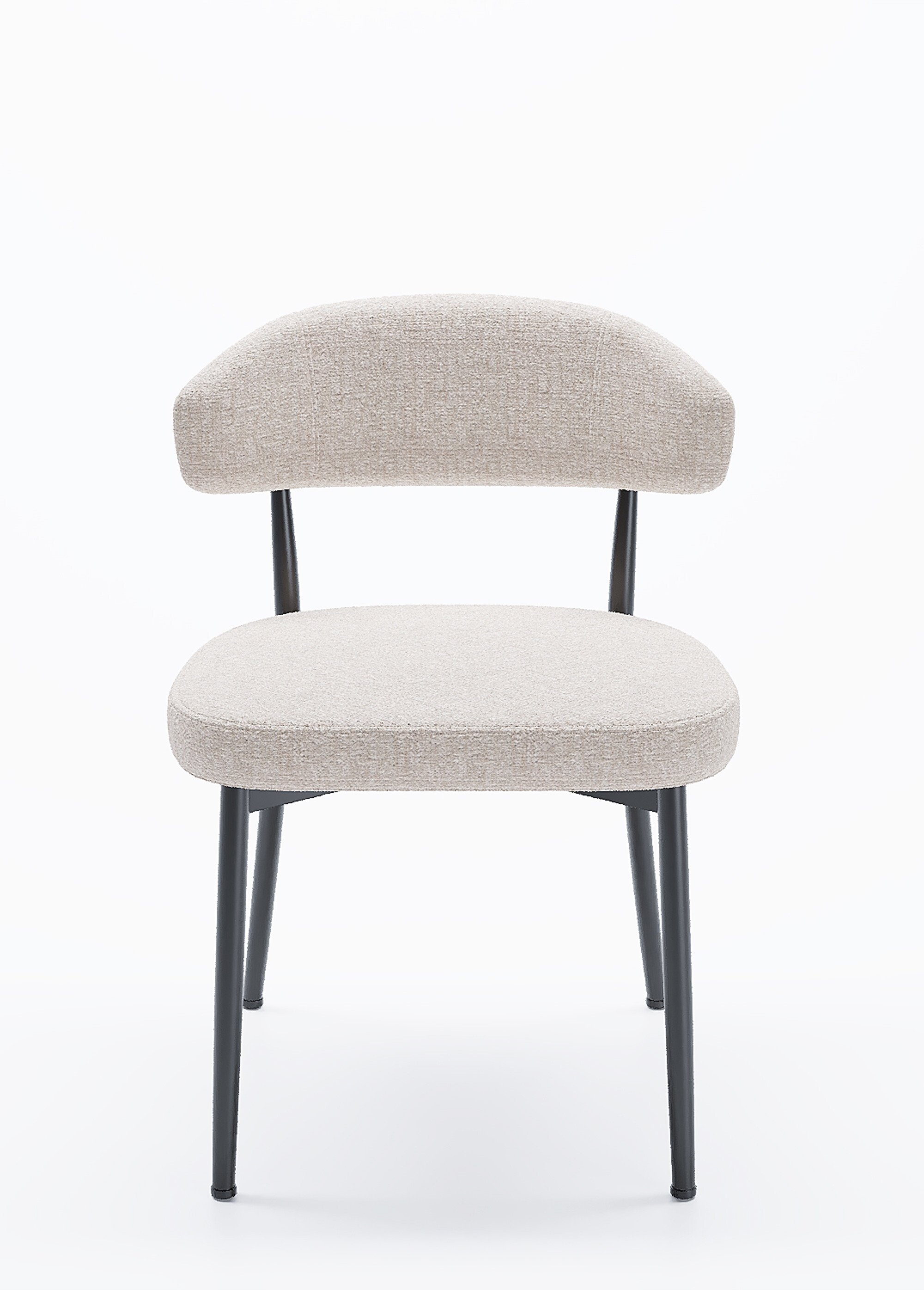 Chaises rembourrées en tissu pieds métal BEIGE POT-MONA FA2
