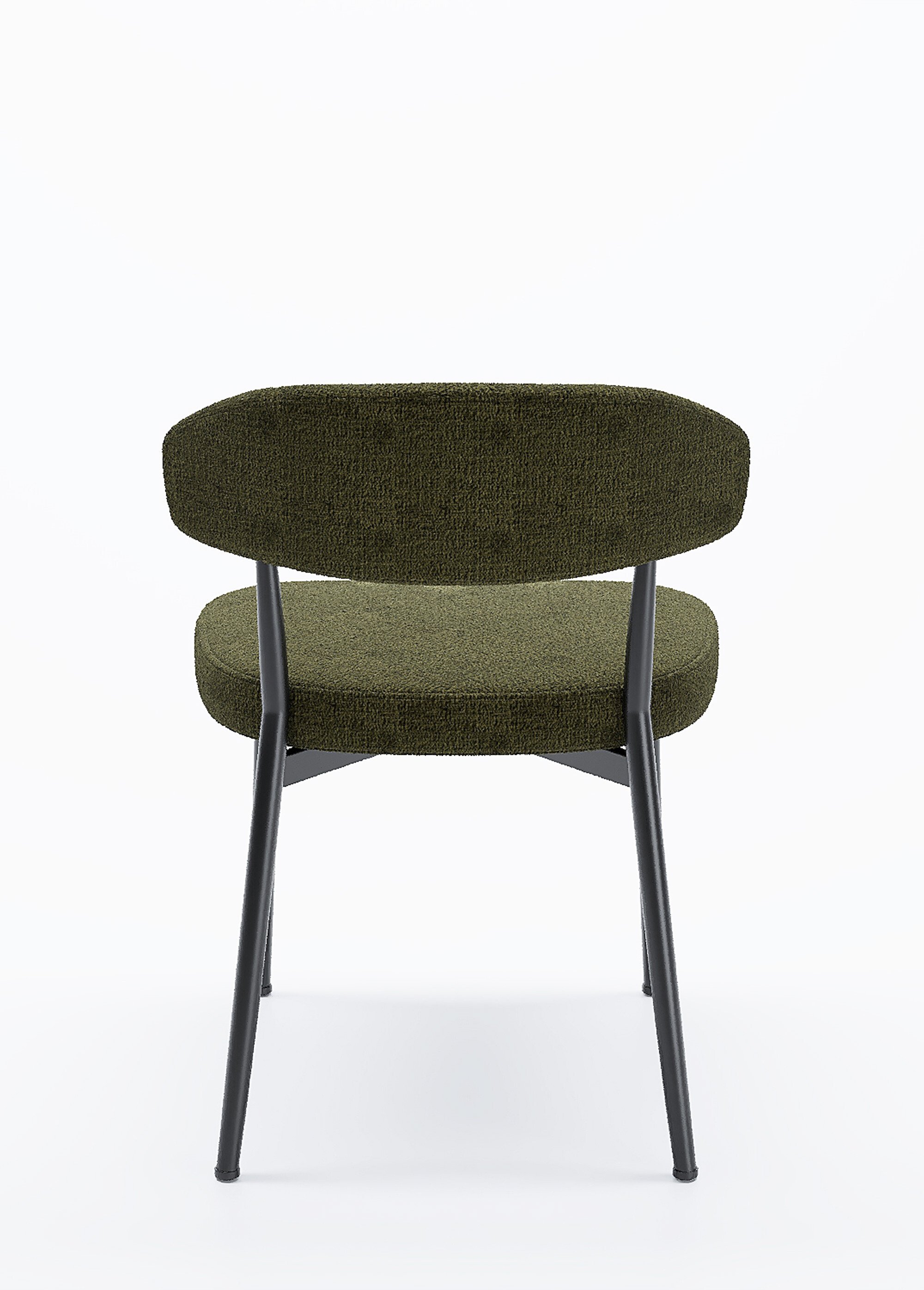 Chaises rembourrées en tissu pieds métal VERT POT-MONA DO1