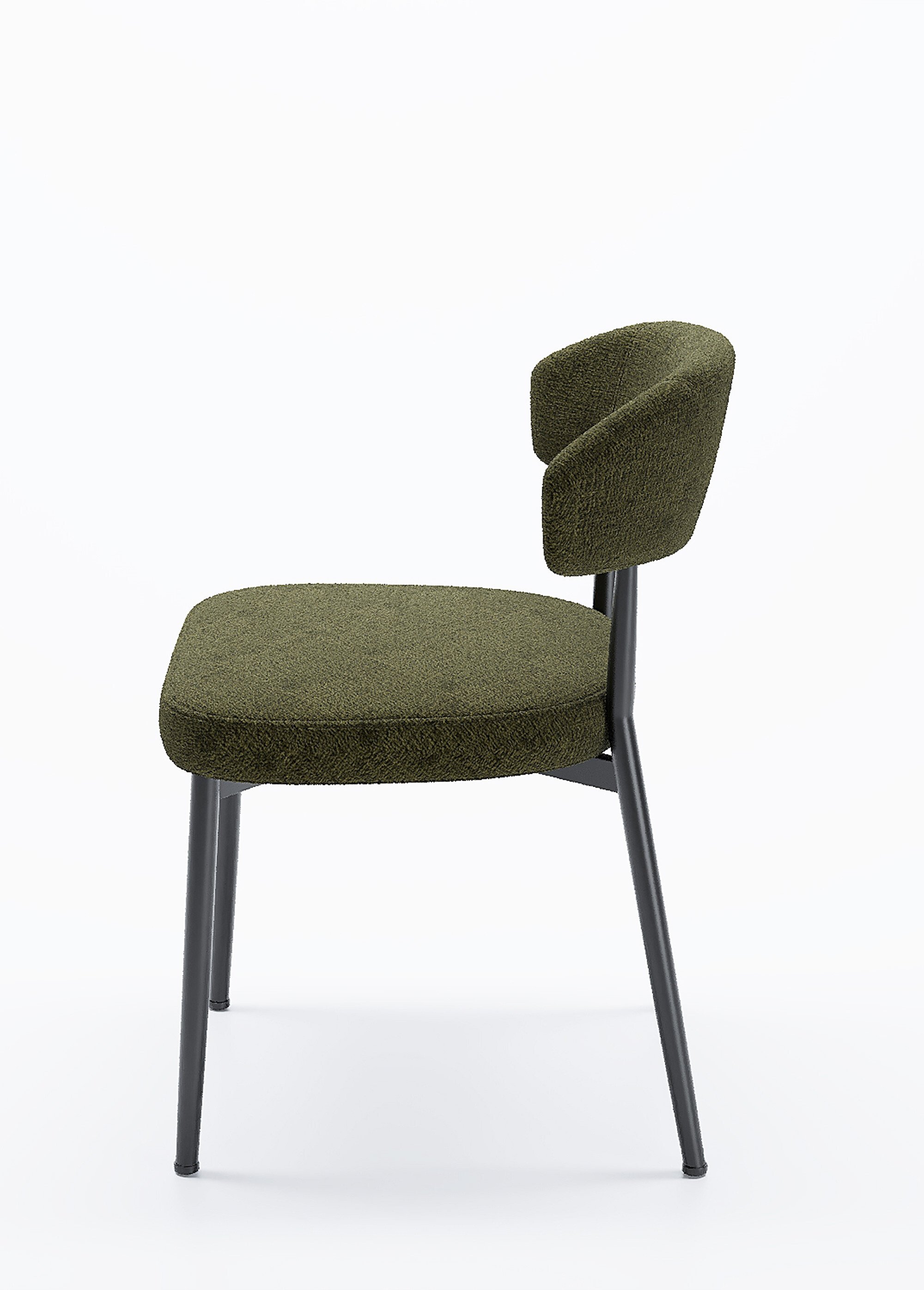 Chaises rembourrées en tissu pieds métal VERT POT-MONA DR1