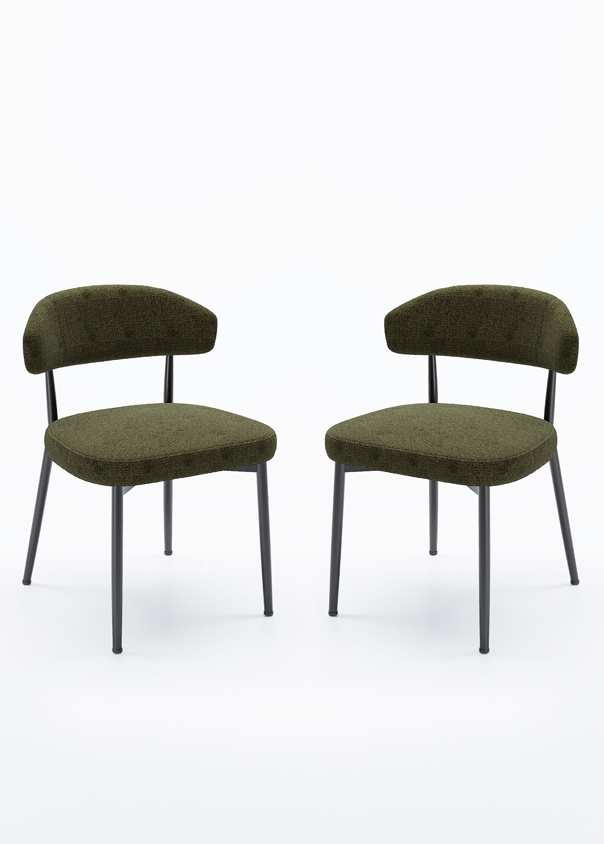 Chaises rembourrées en tissu pieds métal VERT POT-MONA FA1