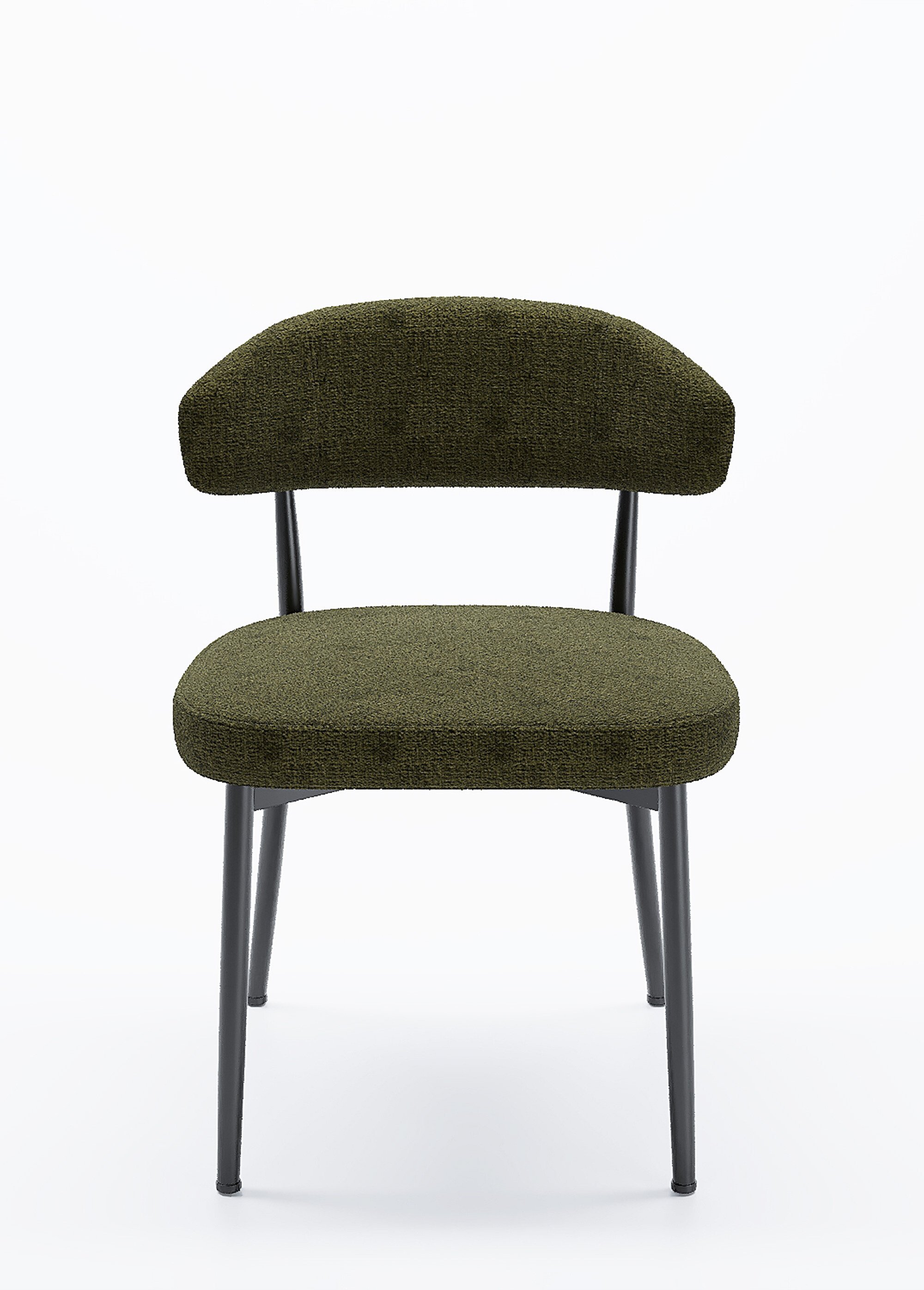 Chaises rembourrées en tissu pieds métal VERT POT-MONA FA2