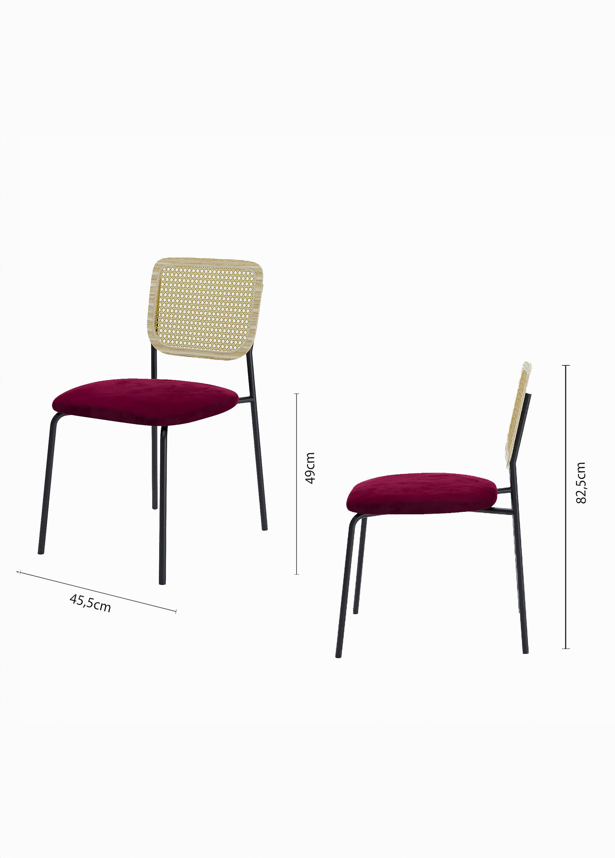 Chaises vintage avec dossier cannage ROUGE POT-JUNA DE1