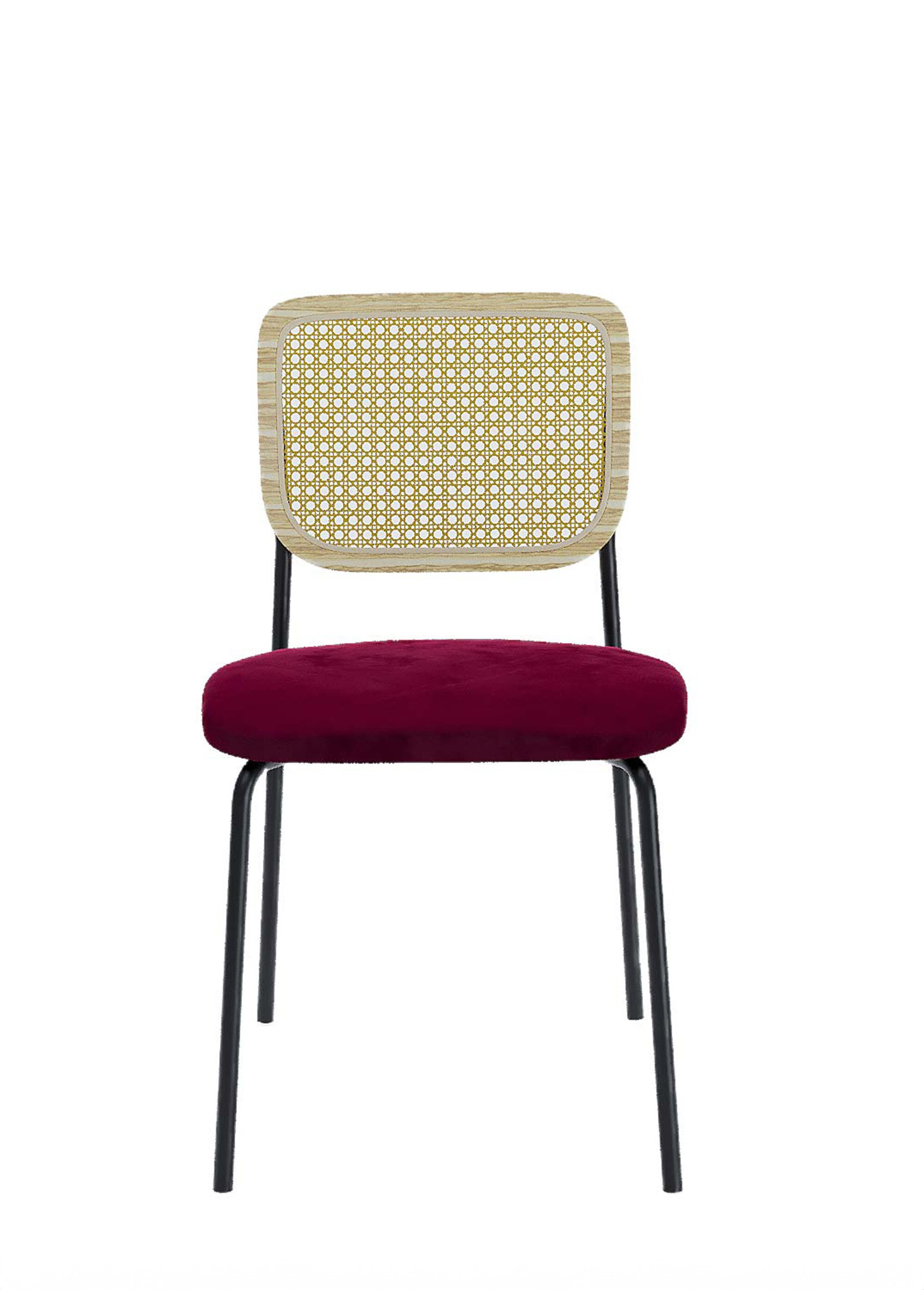 Chaises vintage avec dossier cannage ROUGE POT-JUNA FA2