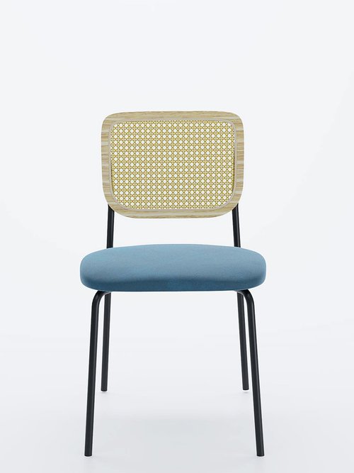 Chaises vintage avec dossier cannage BLEU POT-JUNA FA2