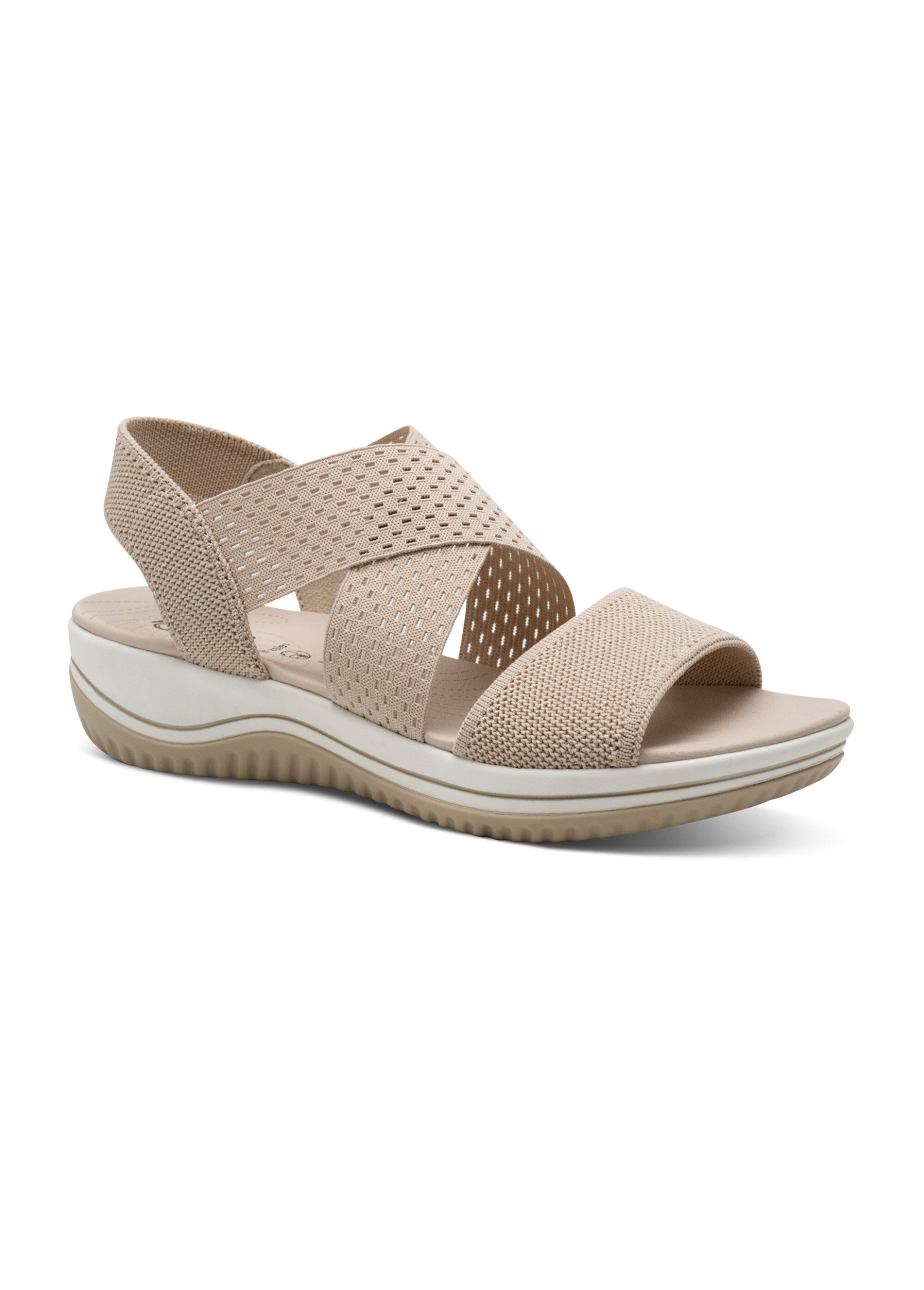 Sandales larges brides mesh et élastiques Femme Beige JAN82876842 FA1