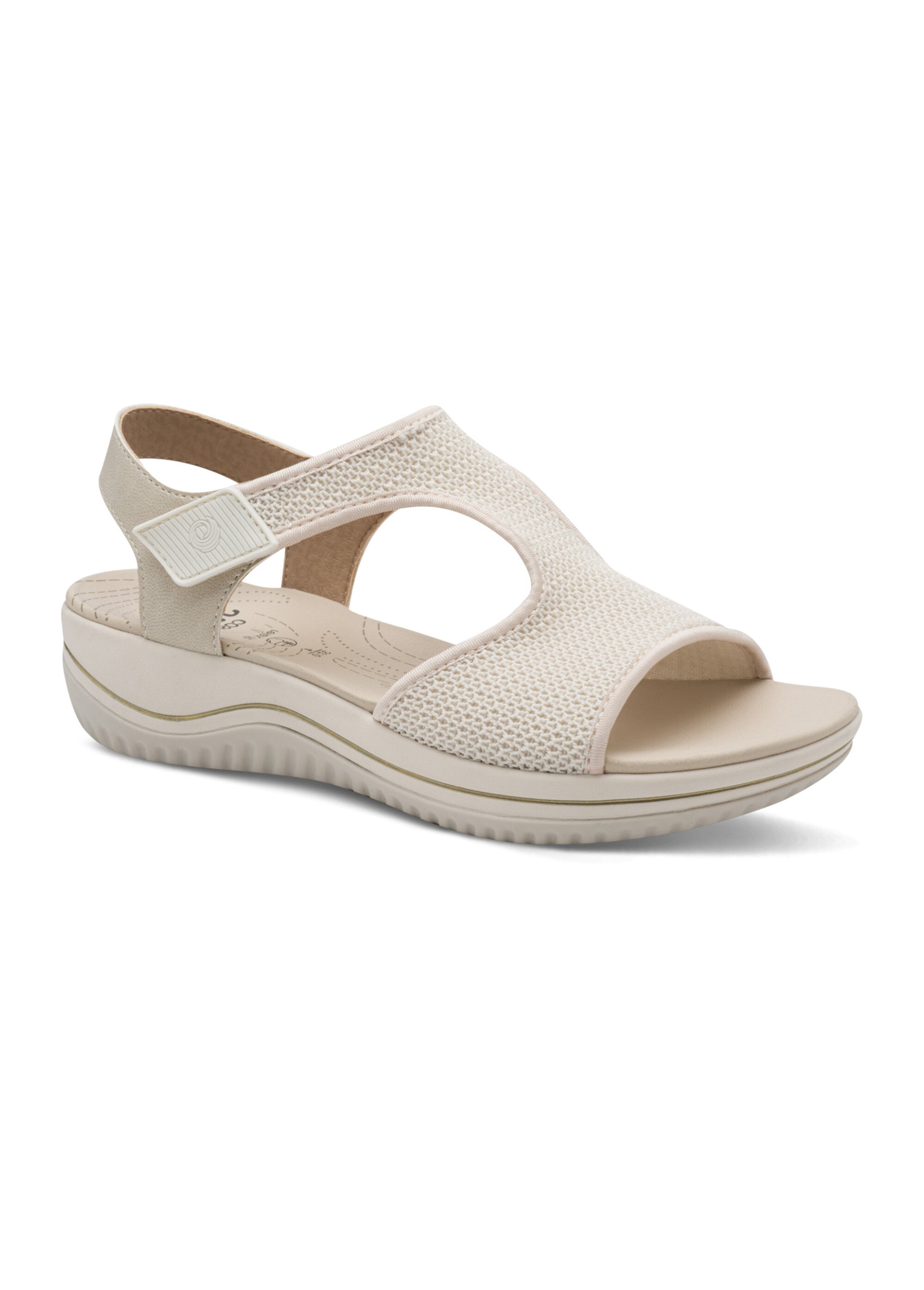 Sandales confort à scratch compensées Femme Beige JAN82877244 FA1