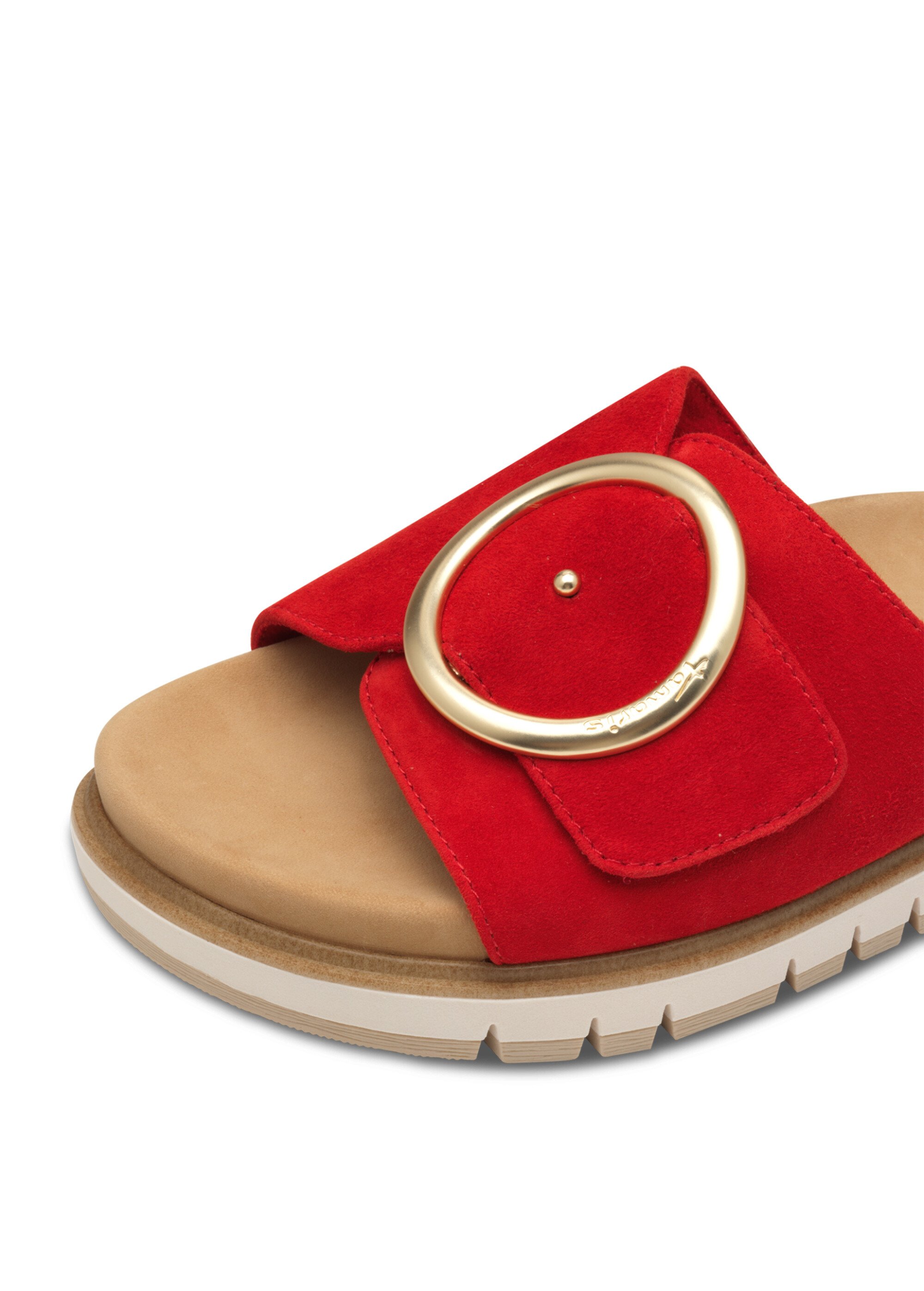 Mules bride cuir velours avec boucle métal Femme Rouge TAM88710642 DE1