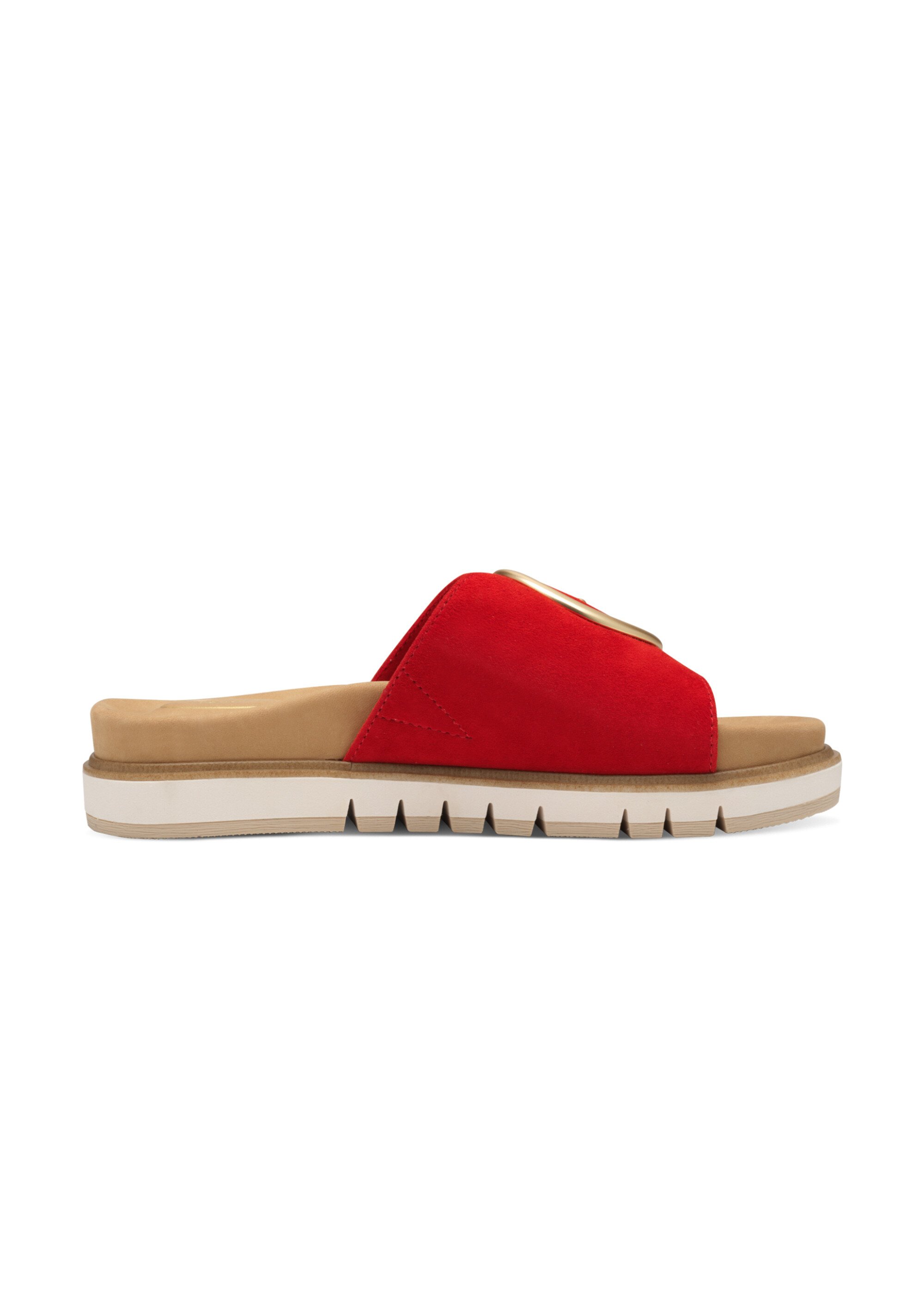 Mules bride cuir velours avec boucle métal Femme Rouge TAM88710642 DR1
