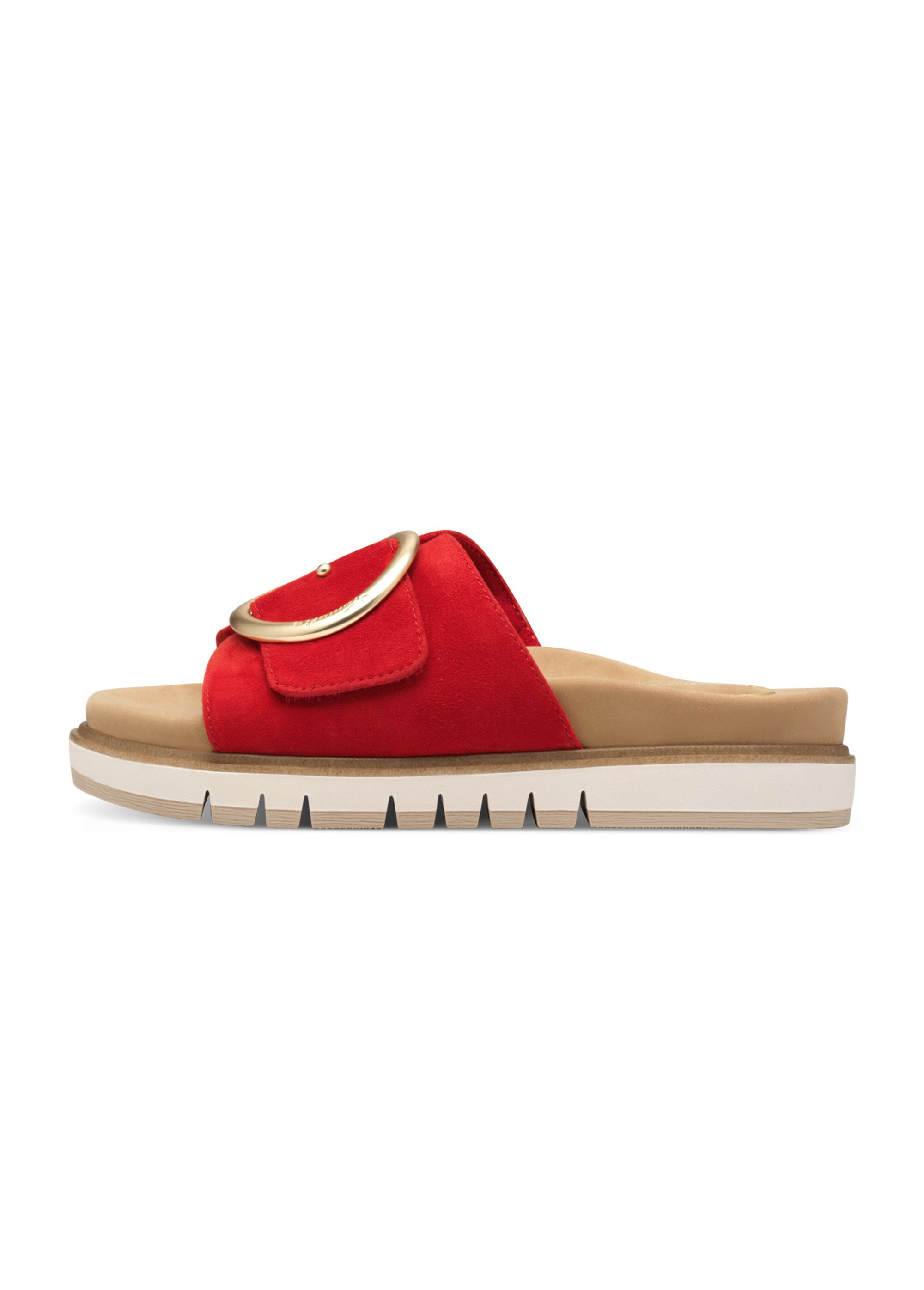 Mules bride cuir velours avec boucle métal Femme Rouge TAM88710642 GA1