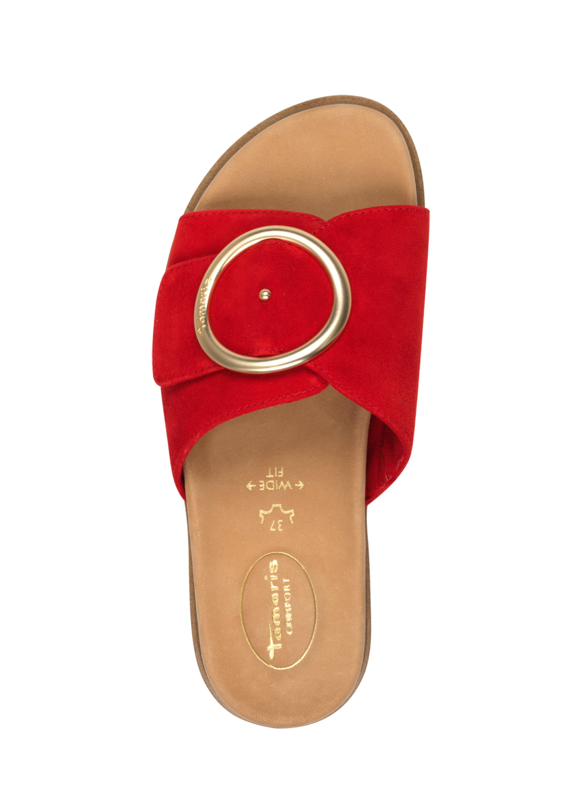 Mules bride cuir velours avec boucle métal Femme Rouge TAM88710642 OV1