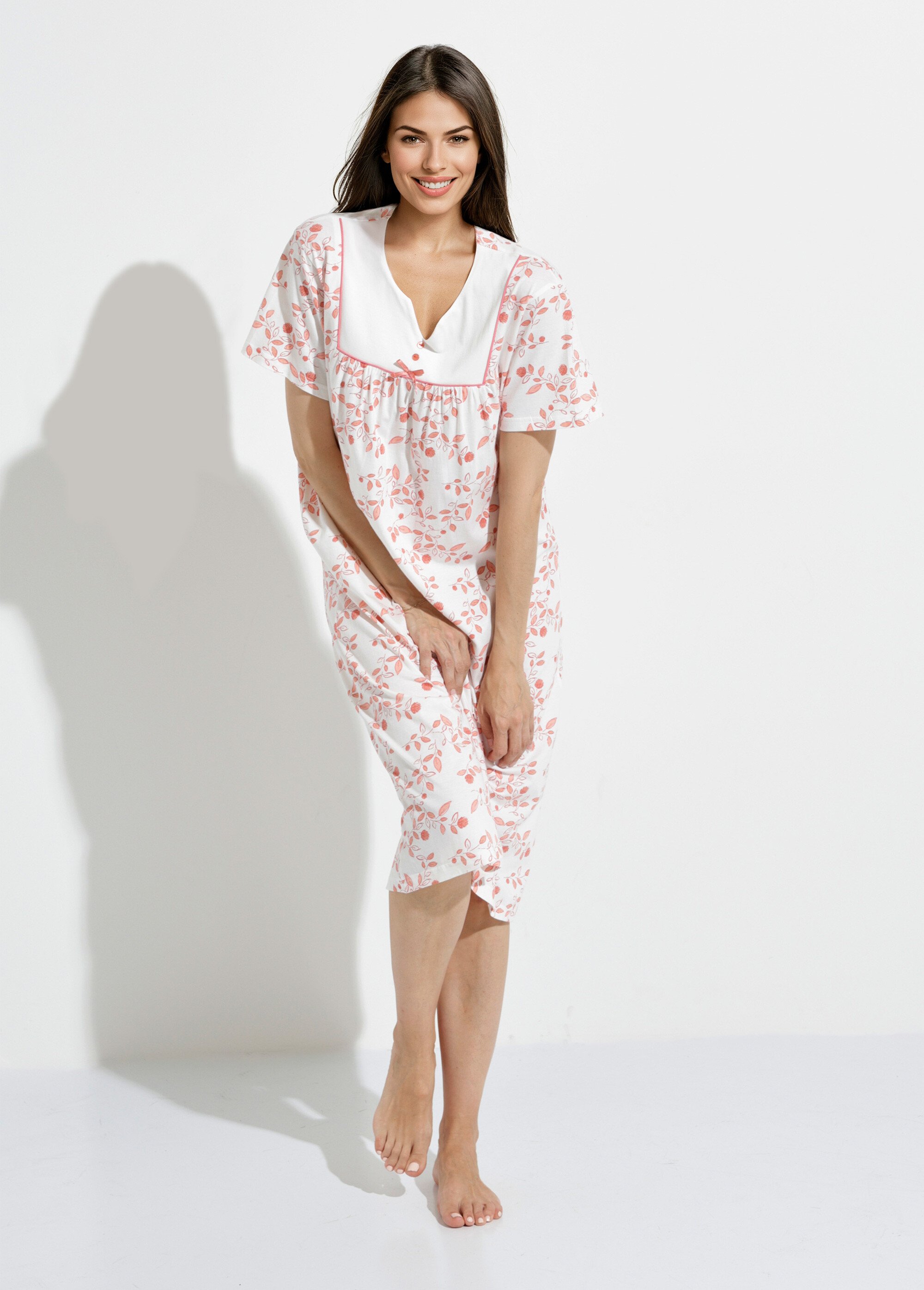 Chemise de nuit confort mi longue imprimée Femme Orange SECTEUR MV1