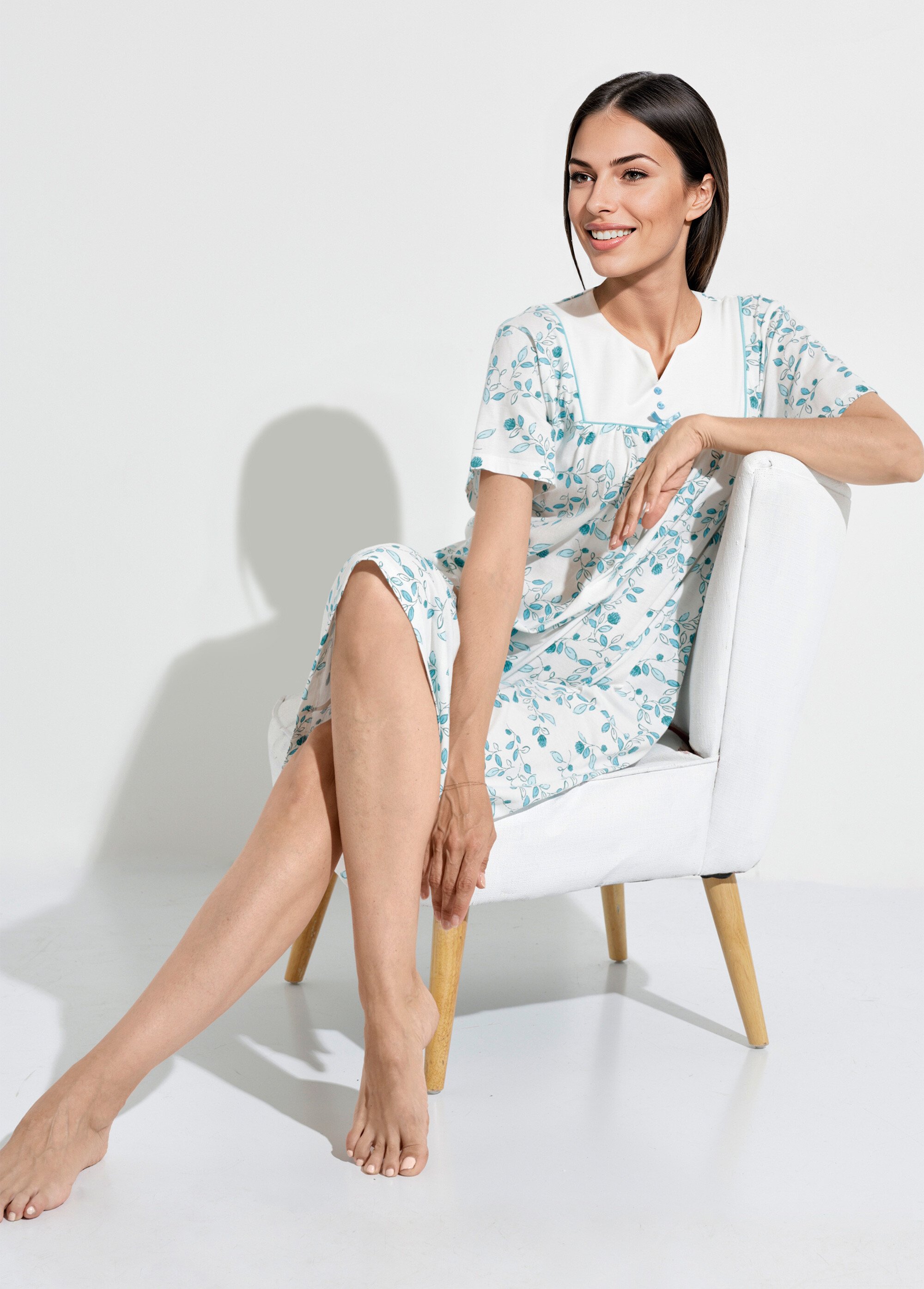 Chemise de nuit confort mi longue imprimée Femme Vert SECTEUR MV1