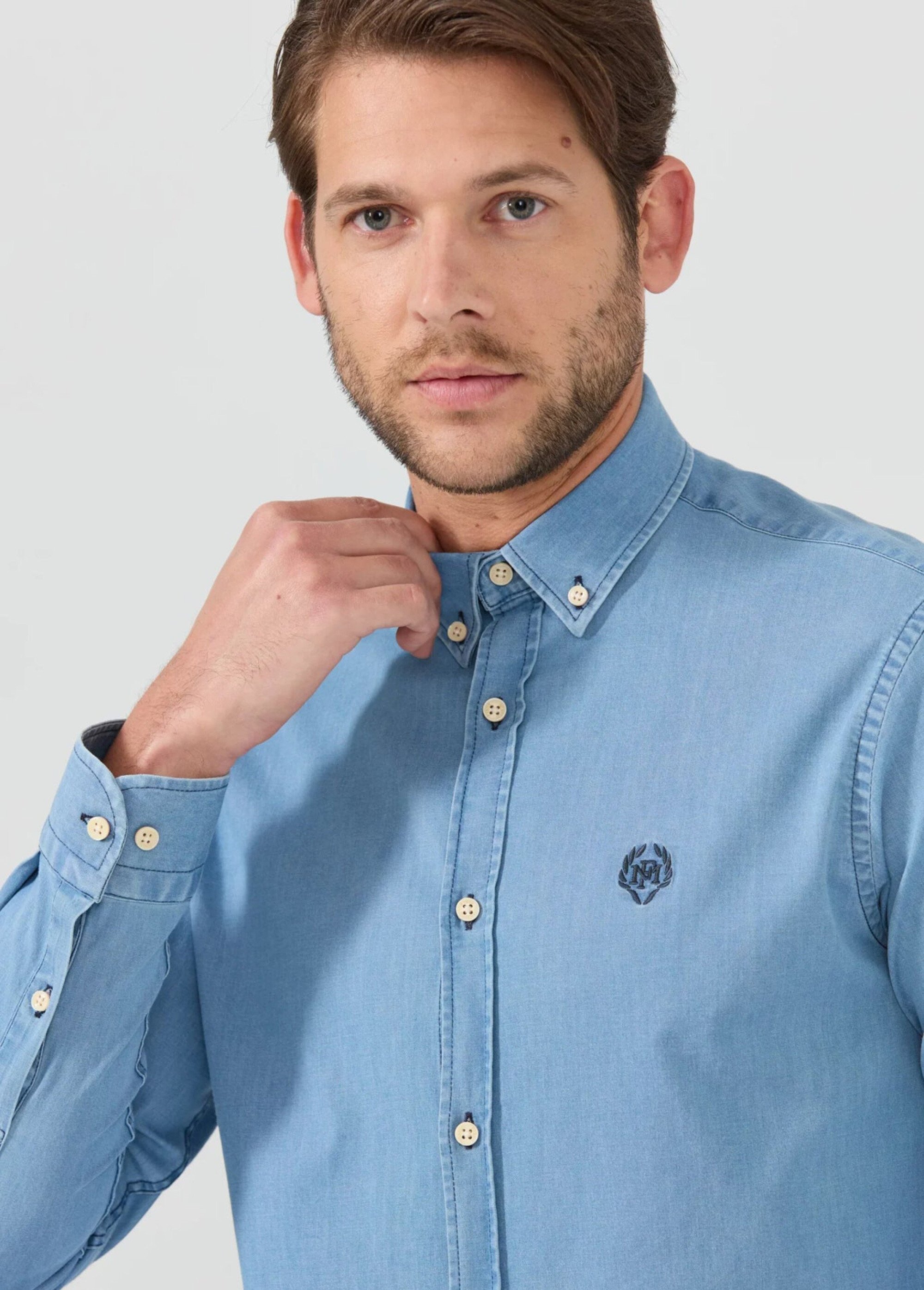 Chemise en jean chic en toile denim Homme Bleu MFKWISCOSIN DE1