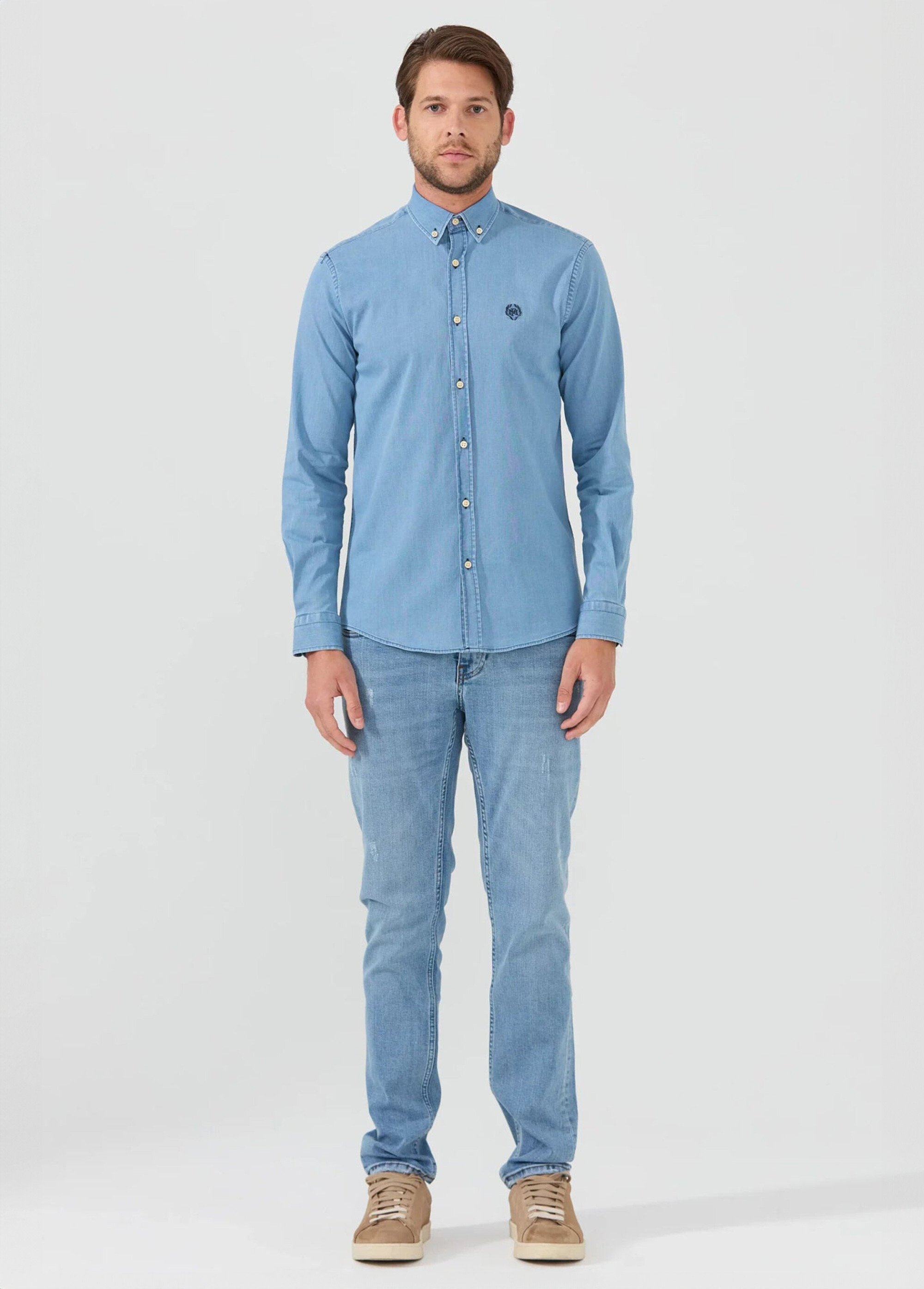 Chemise en jean chic en toile denim Homme Bleu MFKWISCOSIN SF1