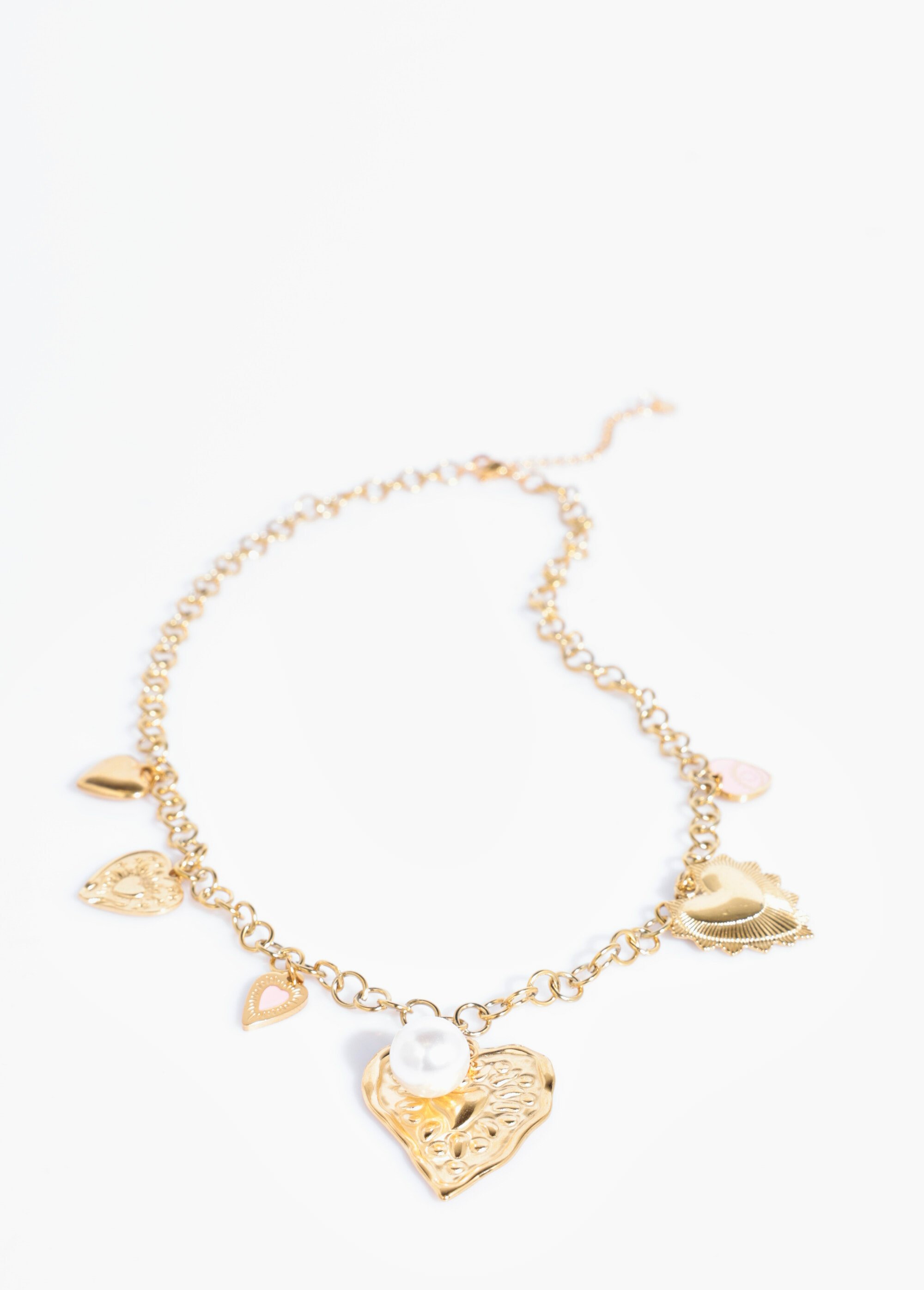 Collier breloques cœurs acier inoxydable Doré AE-CO812424 FA1
