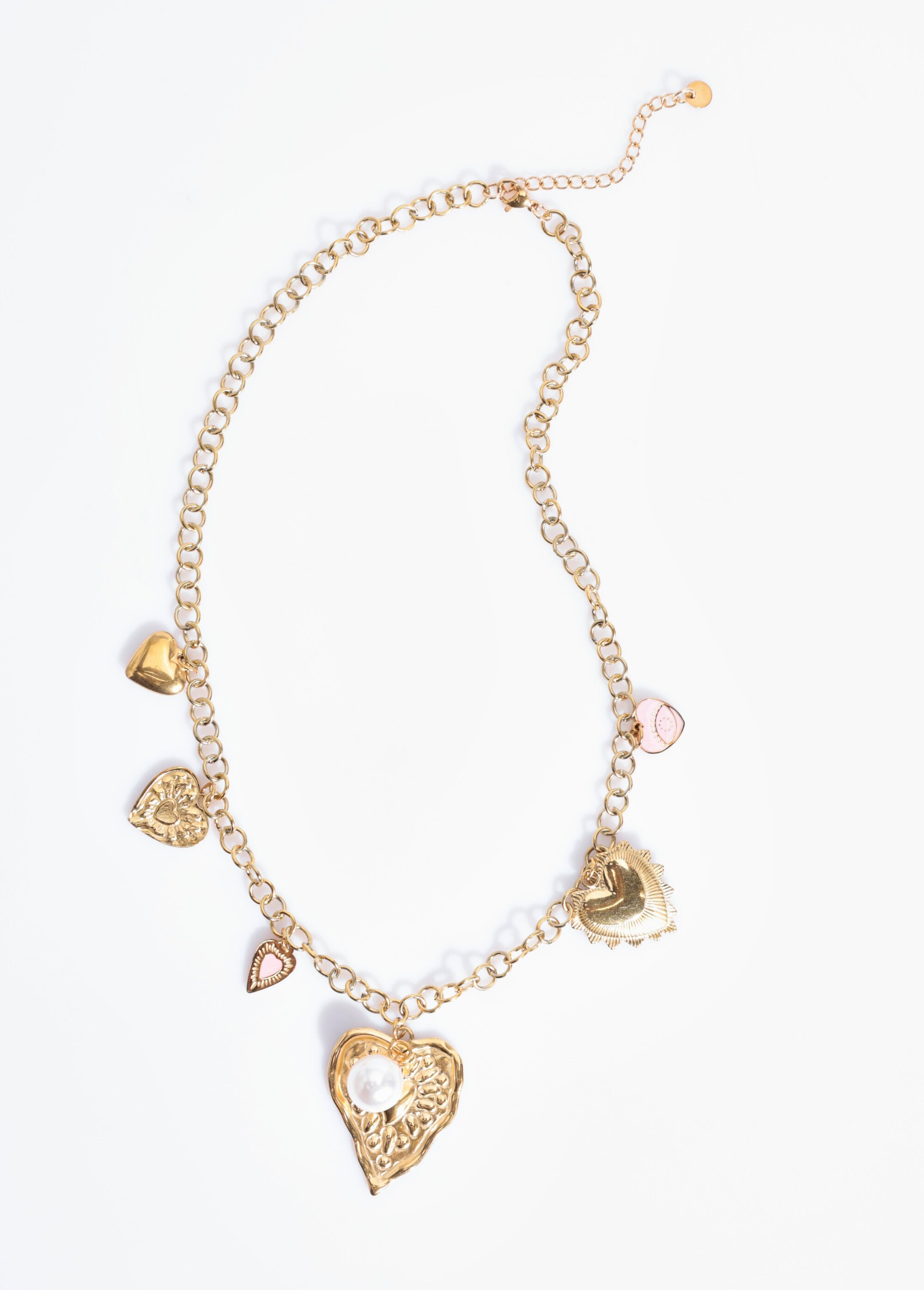 Collier breloques cœurs acier inoxydable Doré AE-CO812424 OV1
