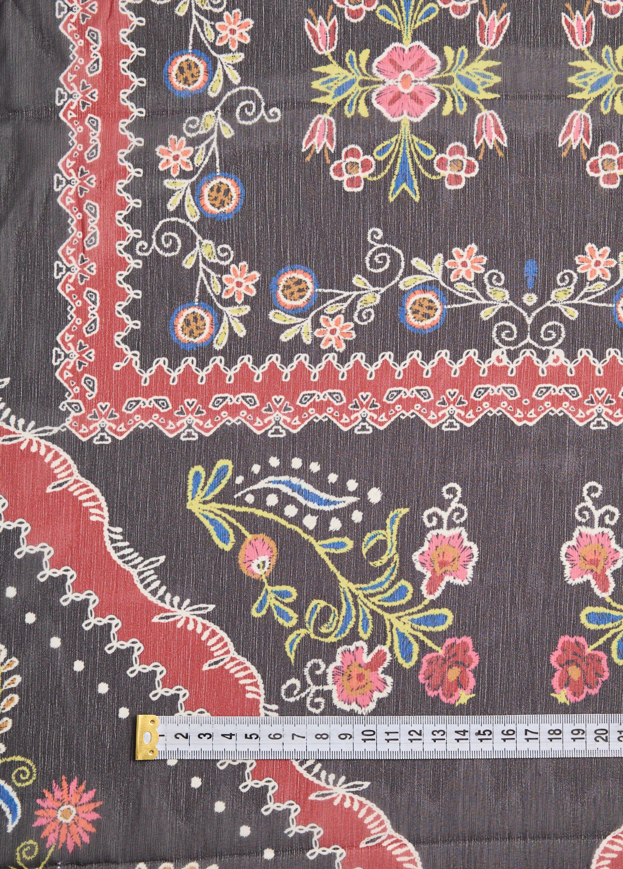 Coupon tissu voile imprimé fleurs 1N NOIR COT92260 DE1