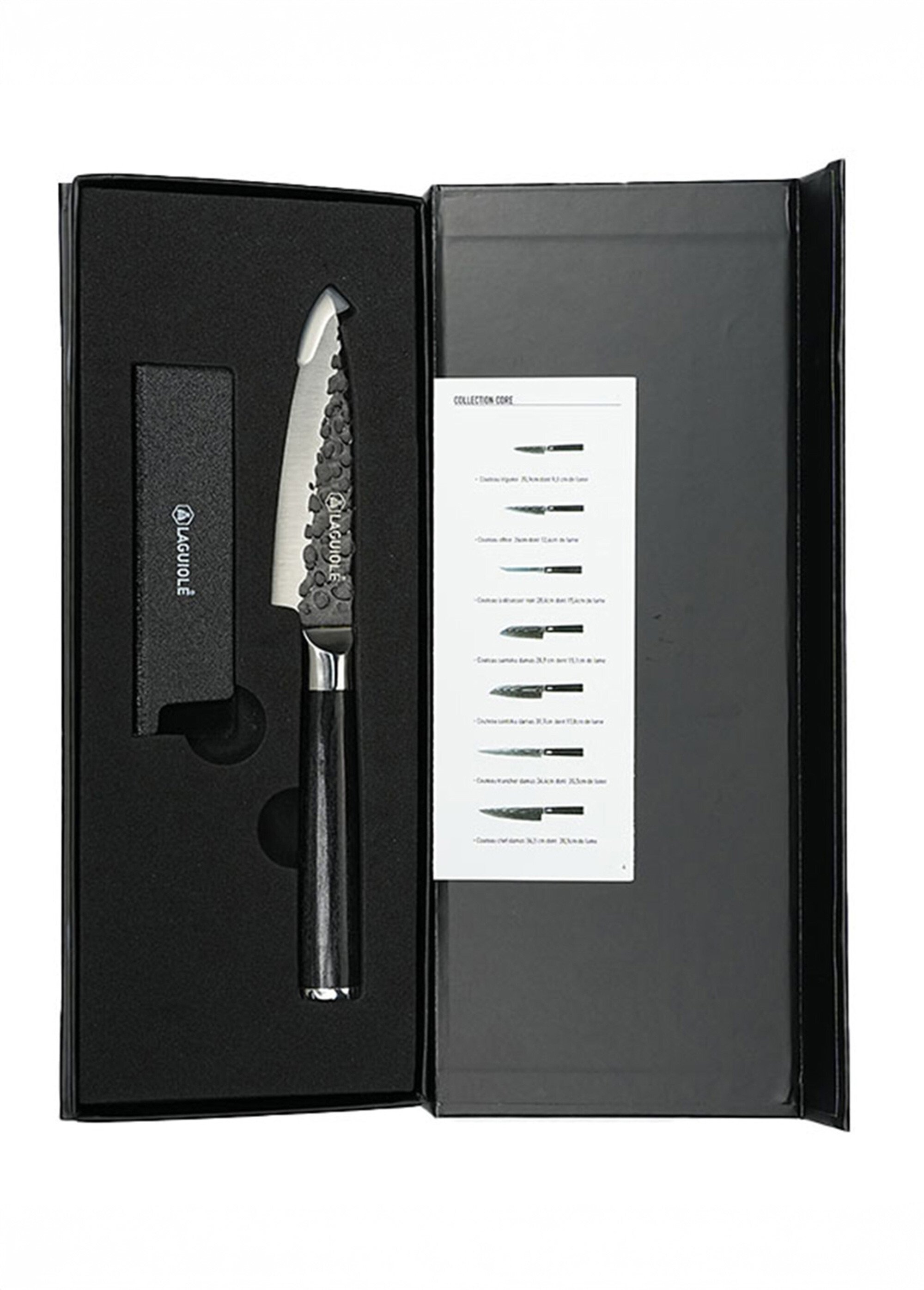 Couteau à légumes lame martelée + étui, Sen Noir 9171500 DE1