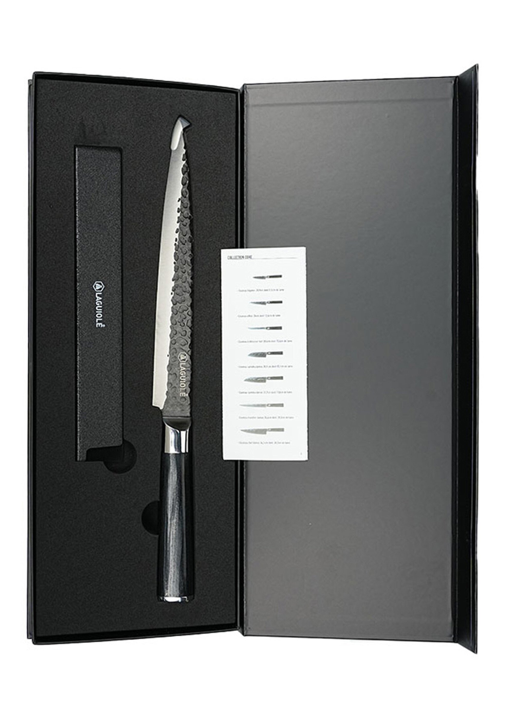 Couteau à trancher lame martelée + étui, Sen Noir 9171530 DE1