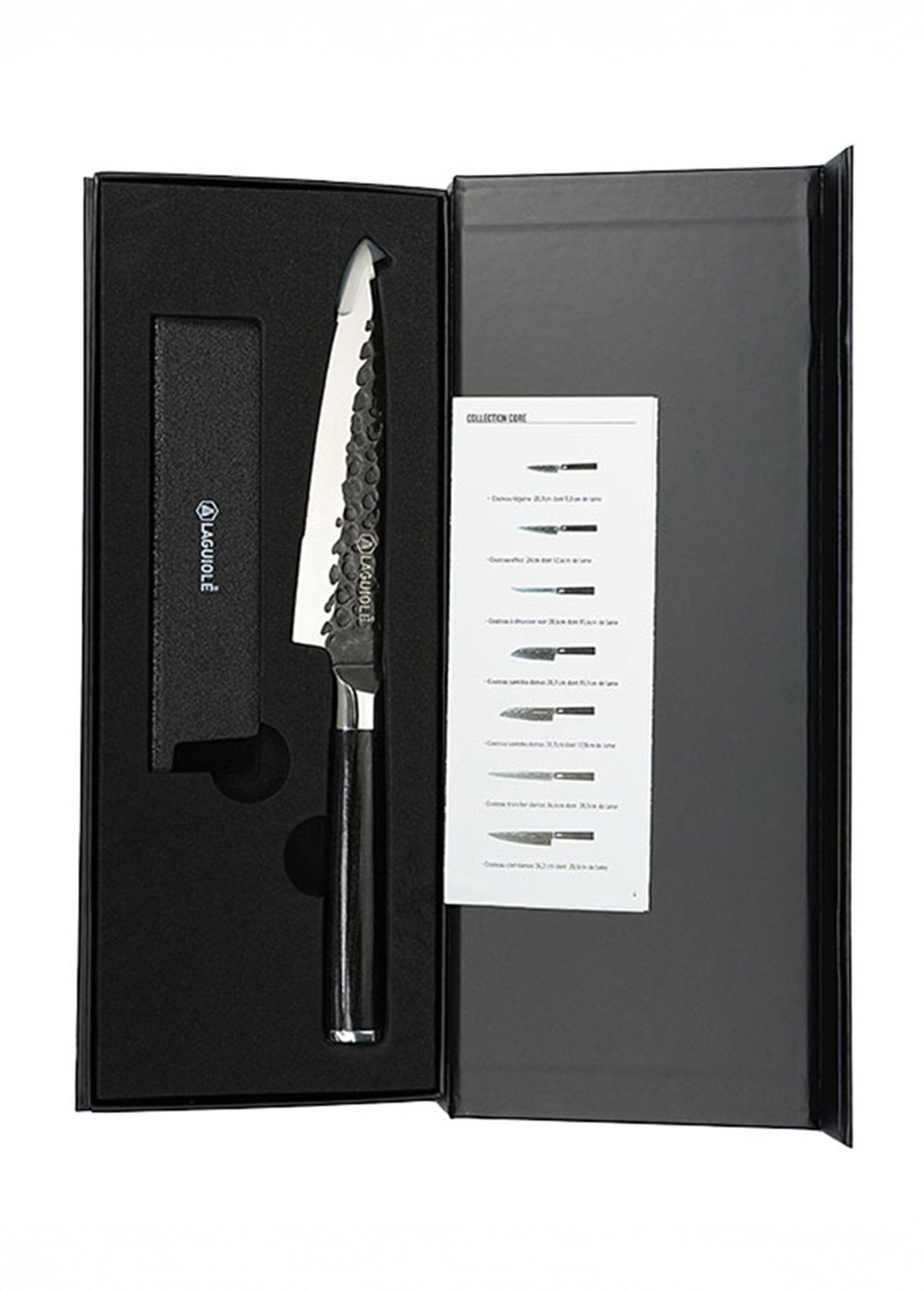 Couteau d'office lame martelée + étui, Sen Noir 9171510 DE1