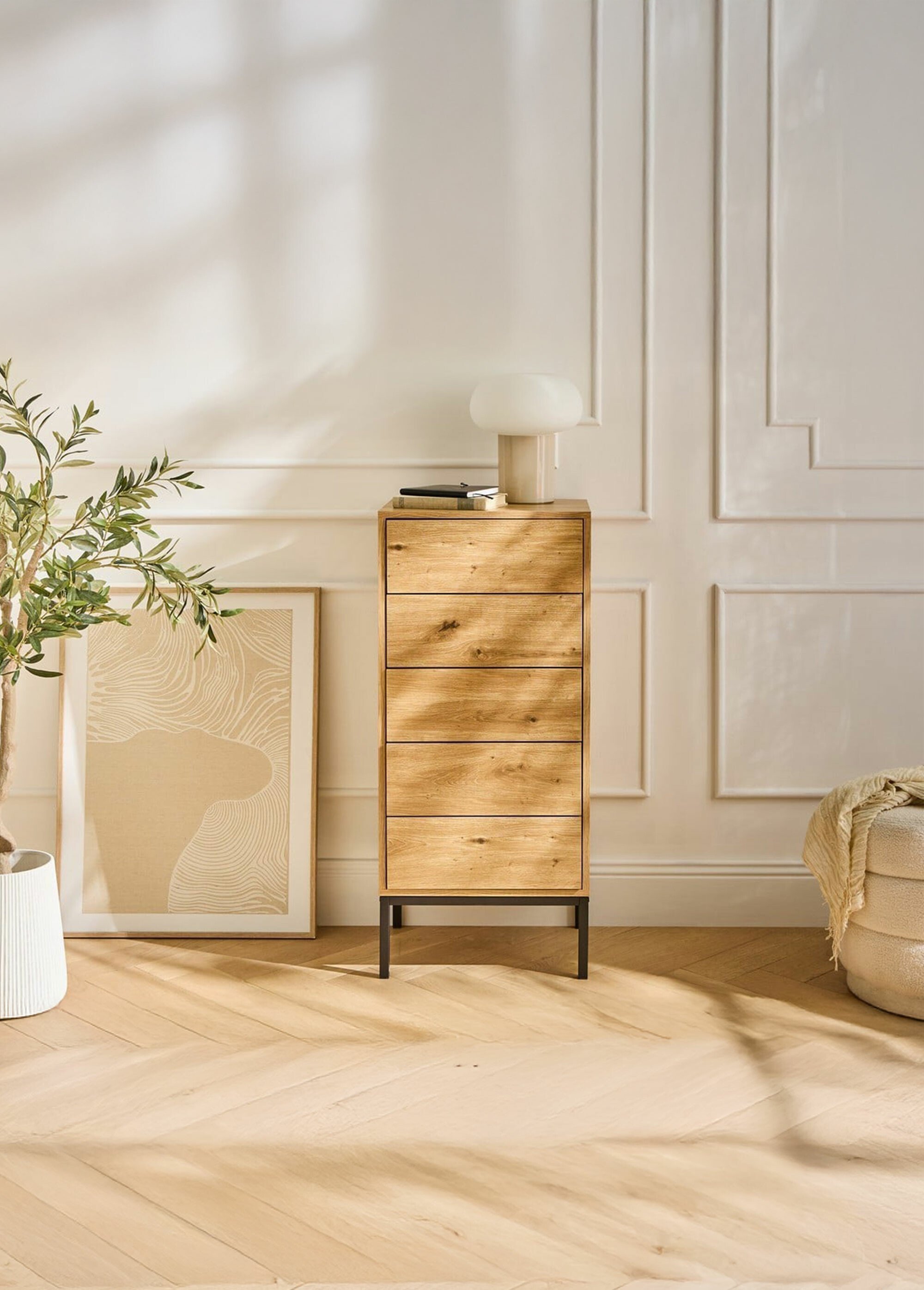 LENNY Chiffonnier 5 tiroirs push/pull BEIGE CAL-15008133 SI1