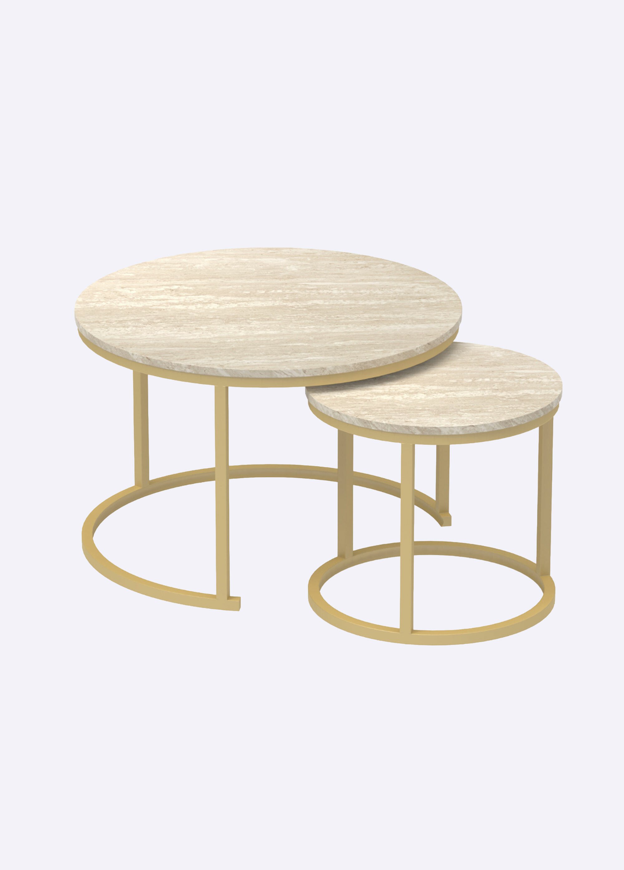 LENNY Tables basses effet travertin MARRON CAL-14947133 FA1