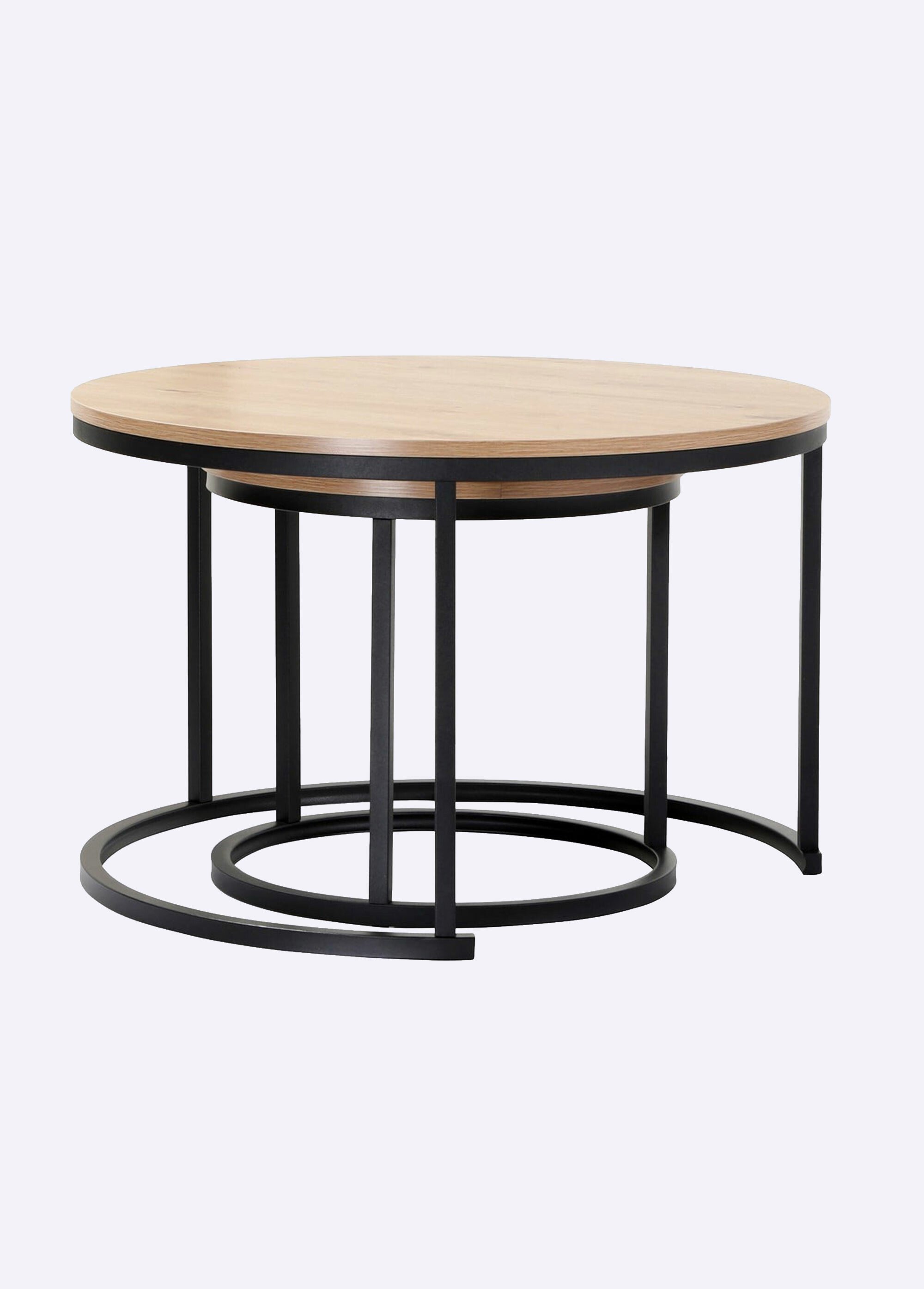 LENNY Tables basses plateau effet chêne