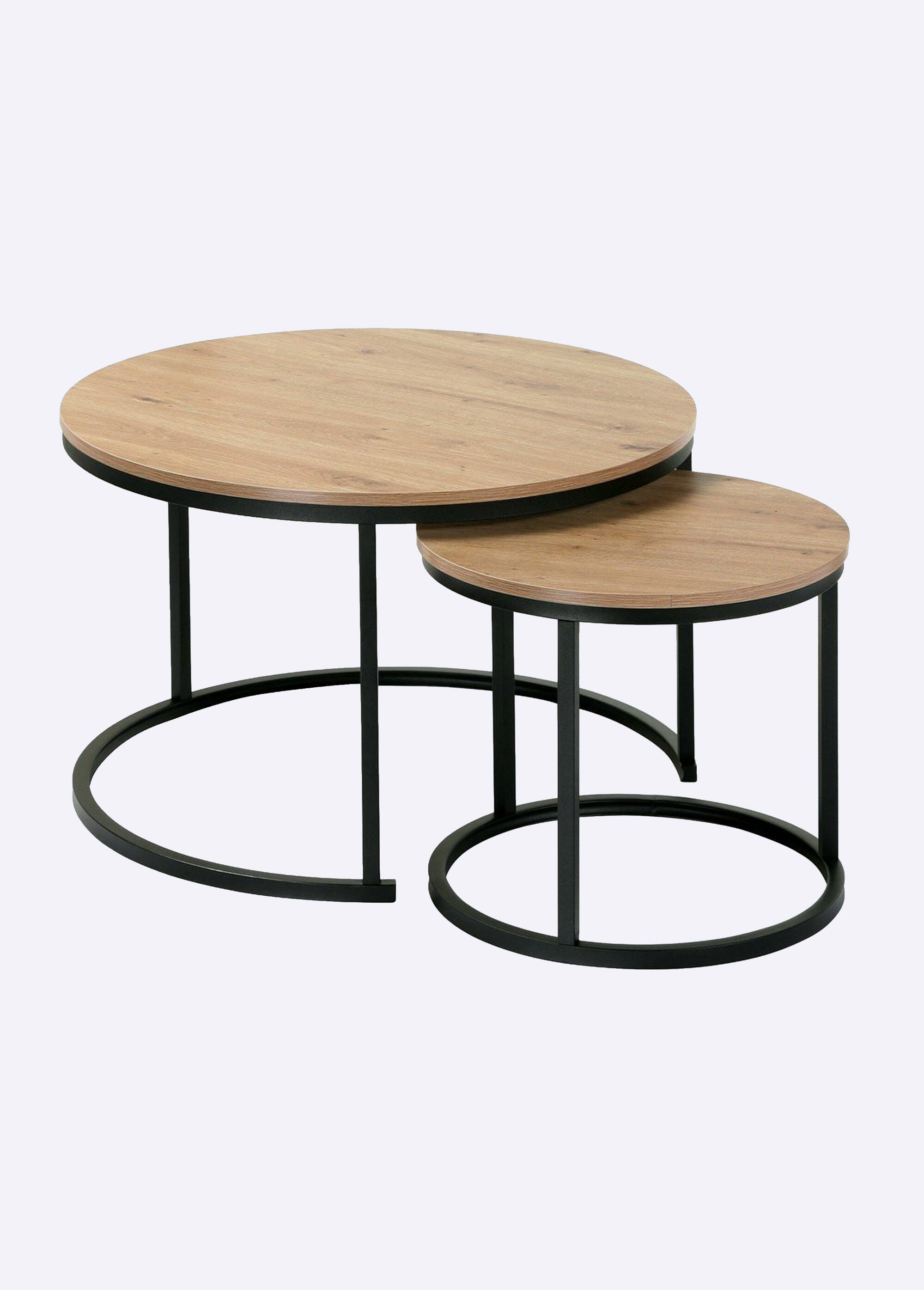 LENNY Tables basses plateau effet chêne