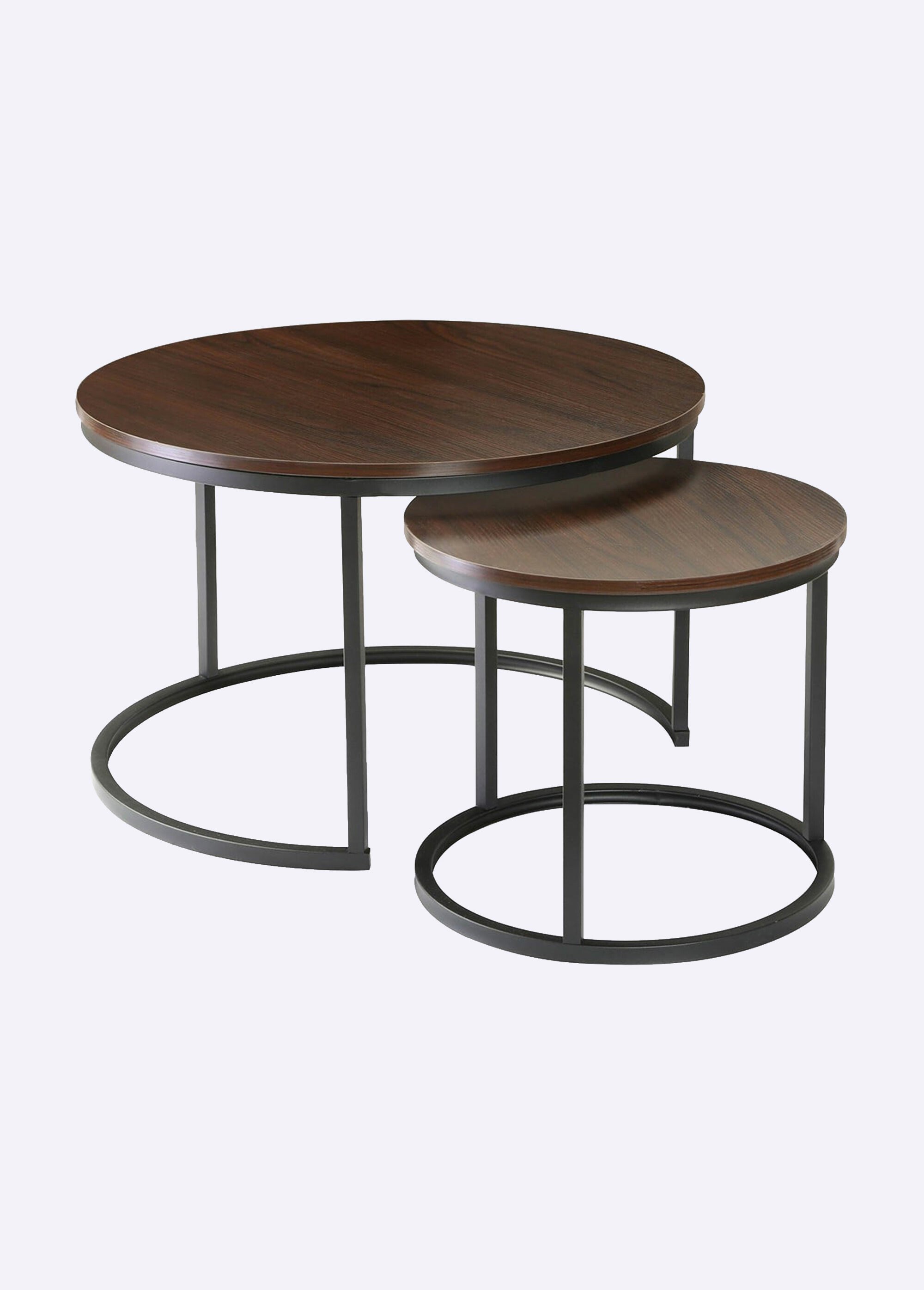 LENNY Tables basses plateau effet noyer