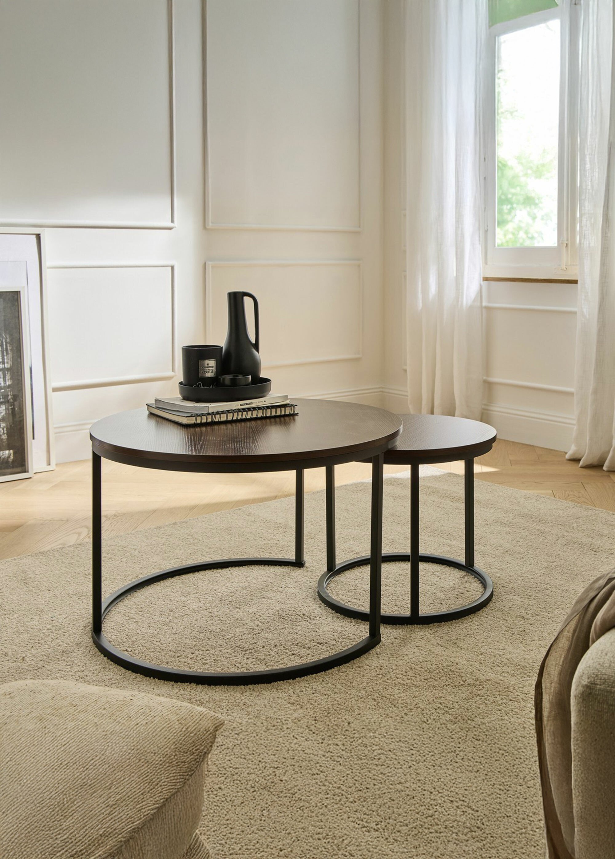 LENNY Tables basses plateau effet noyer MARRON CAL-14738133 SI1