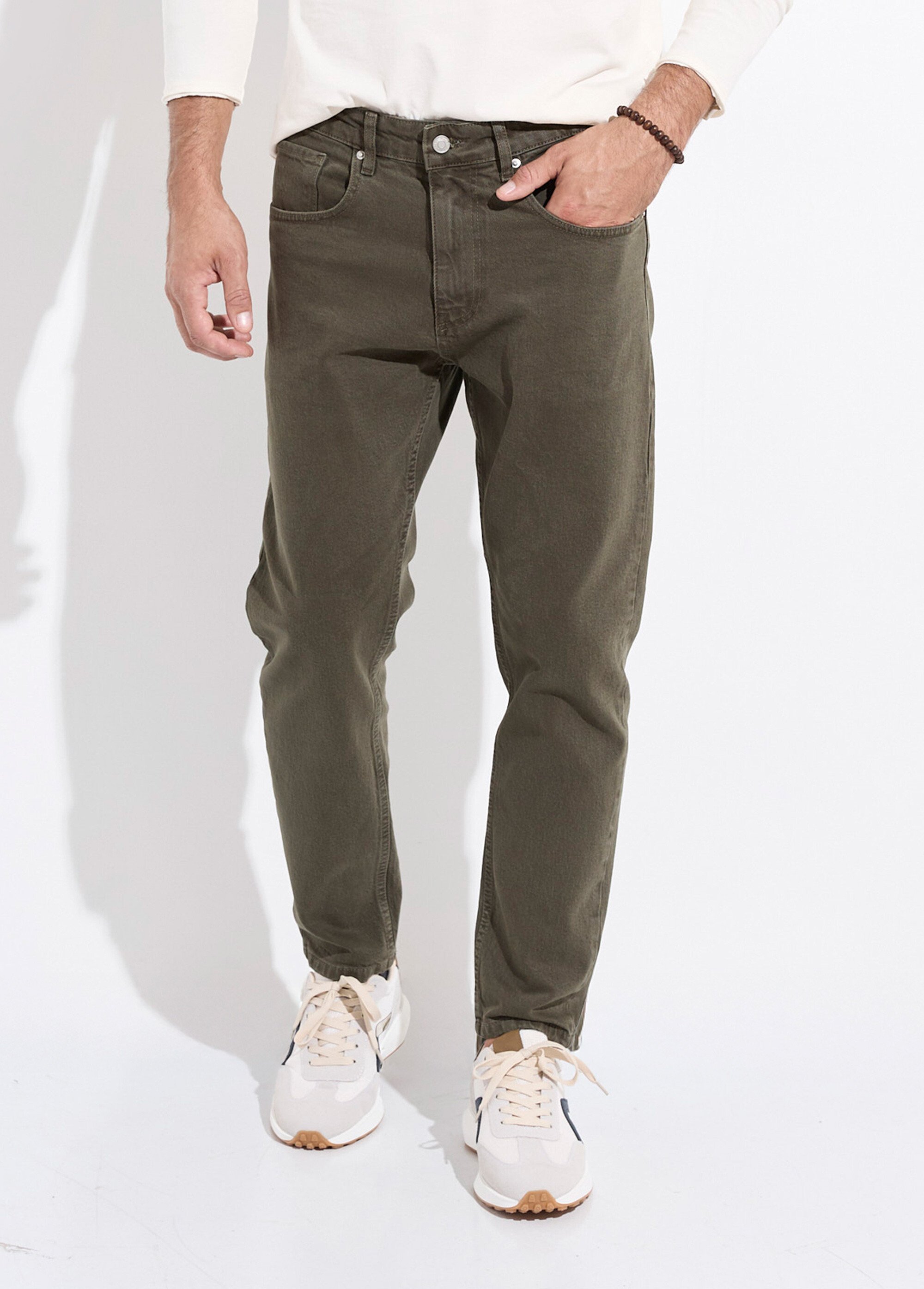 Jean 5 poches denim foncé, coupe droite Homme Vert MAX5900-S31 FA1