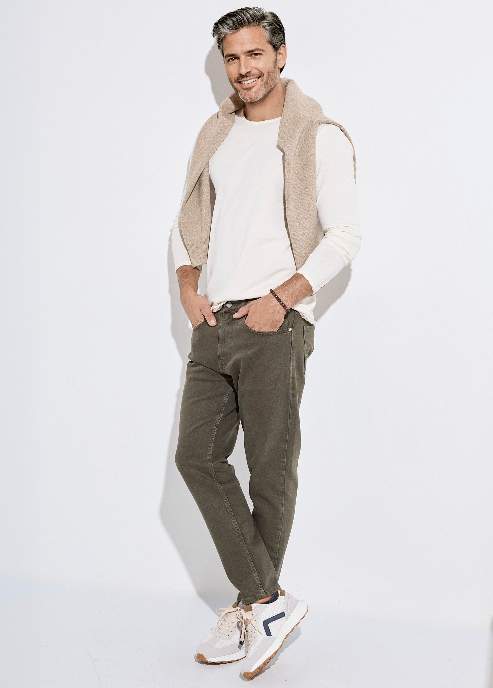 Jean 5 poches denim foncé, coupe droite Homme Vert MAX5900-S31 MV1