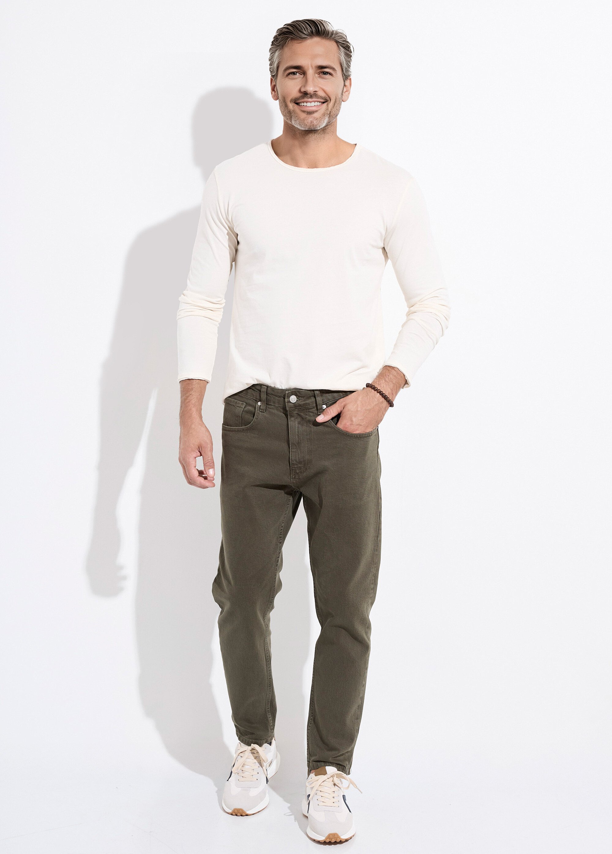 Jean 5 poches denim foncé, coupe droite Homme Vert MAX5900-S31 SF1
