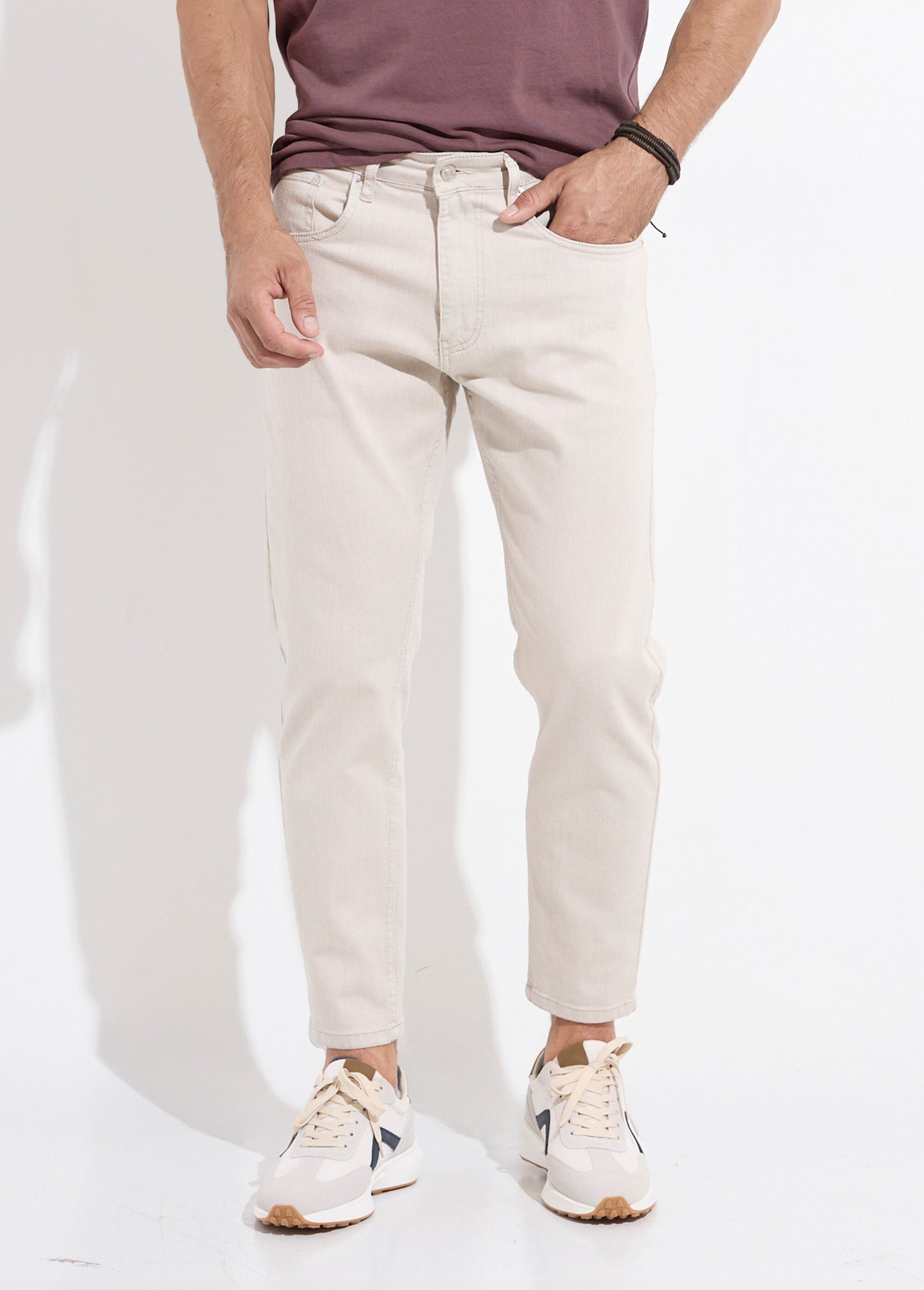 Jean 5 poches denim clair, coupe droite Homme Beige MAX5900-S66 FA1
