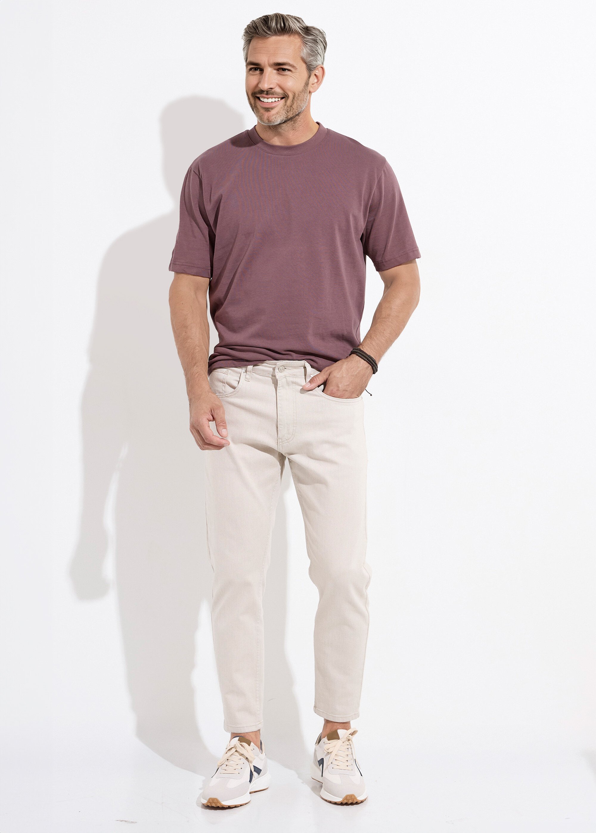 Jean 5 poches denim clair, coupe droite Homme Beige MAX5900-S66 SF1